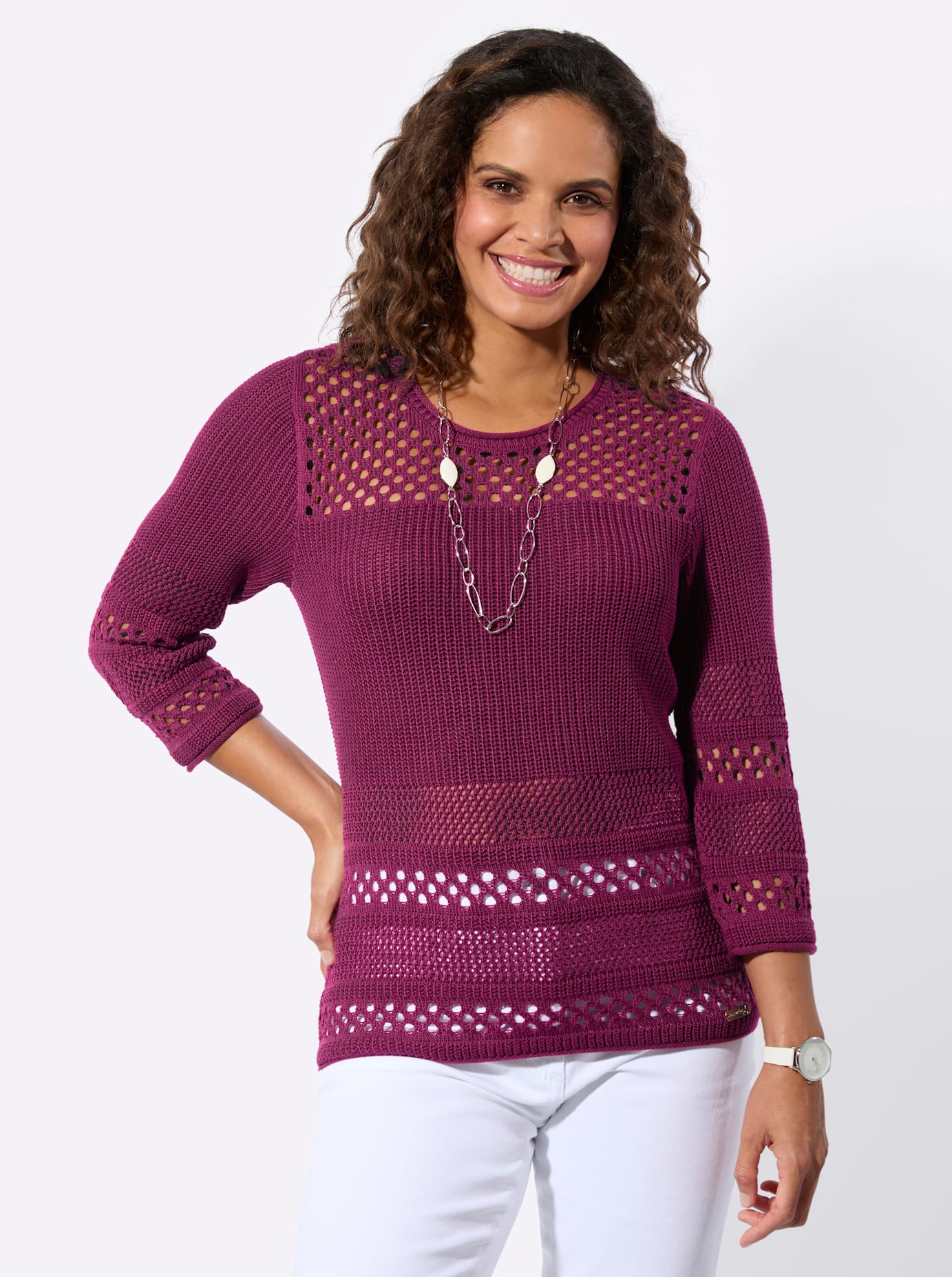 Casual Looks 3/4 Arm-Pullover »Ajour-Pullover«