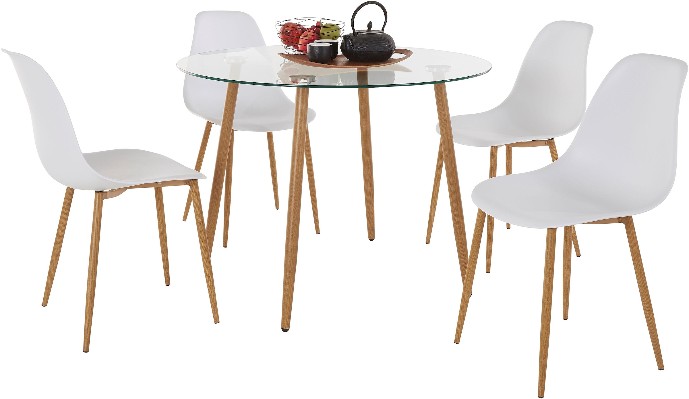 INOSIGN Essgruppe »Miller«, (Set, Glastisch Jelmoli-Versand (Kunststoffschale) online Stühlen 5 tlg.), mit shoppen 4 
