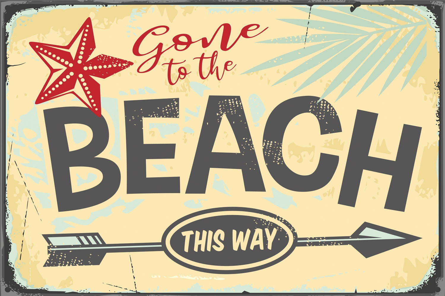 queence Metallbild »To The Beach«, Schriftzüge-Schriftzug-Sprüche-Sprüche & Texte-Strand, (1 St.), Stahlschilder