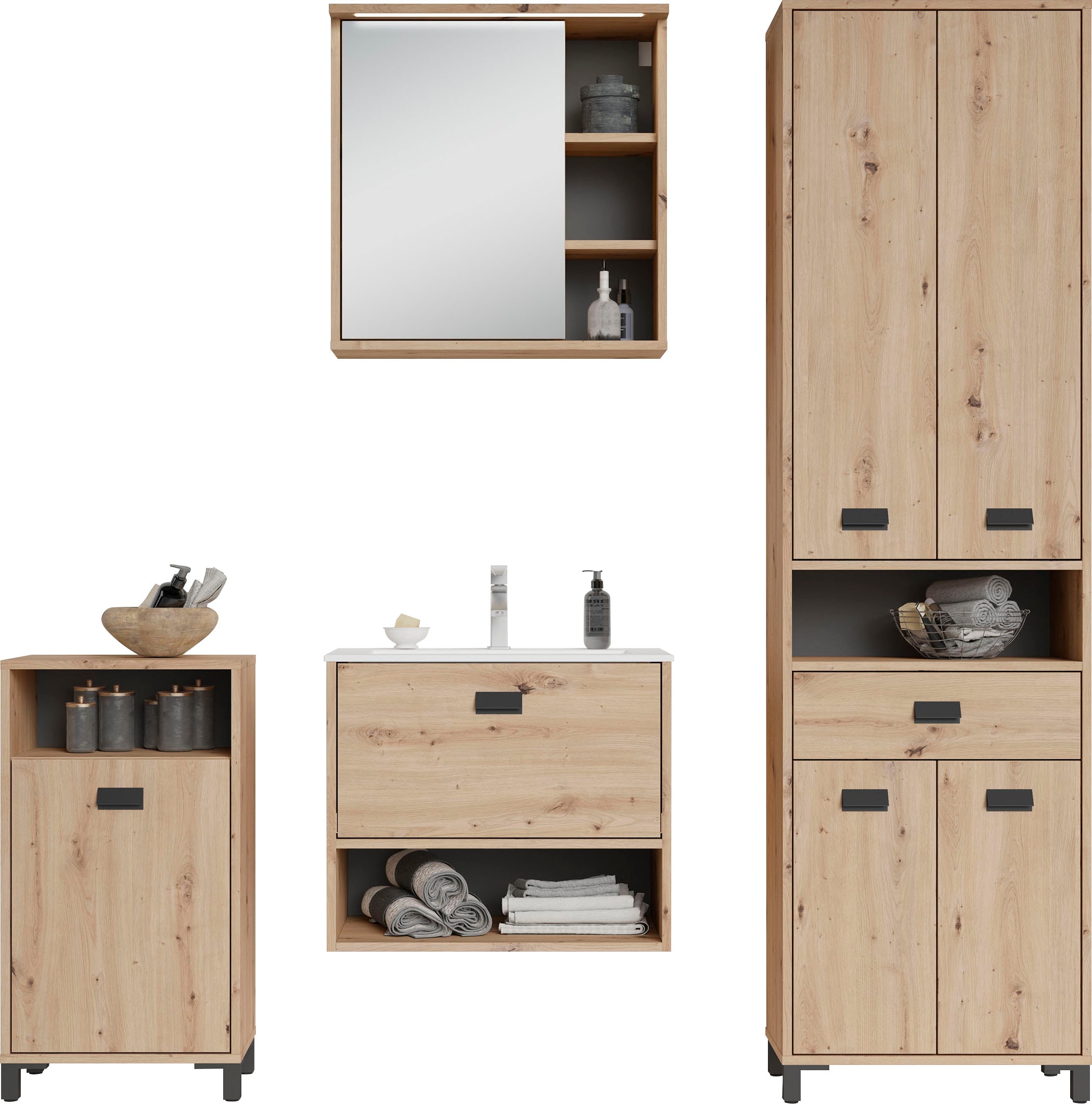 byLIVING Midischrank »Wellness«, mit variablem Einlegeboden und offenem Fach für viel Stauraum