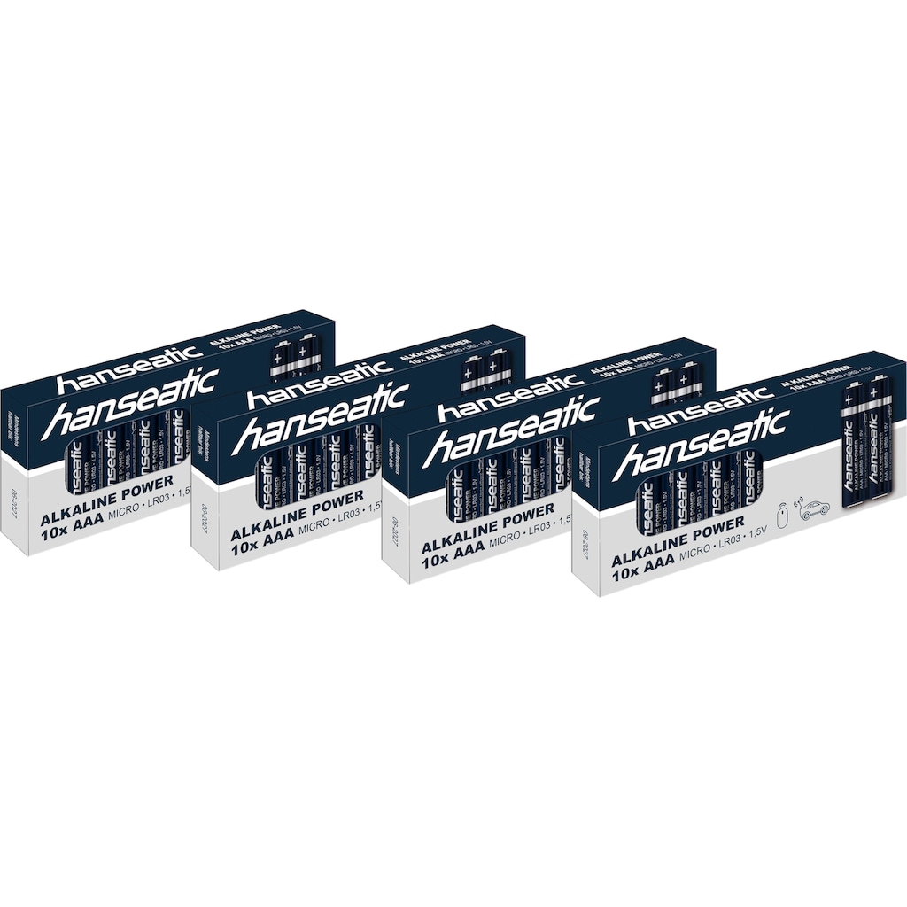 Hanseatic Batterie »40er Pack Alkaline Power, AAA Micro«, LR03, (Packung, 40 St.)