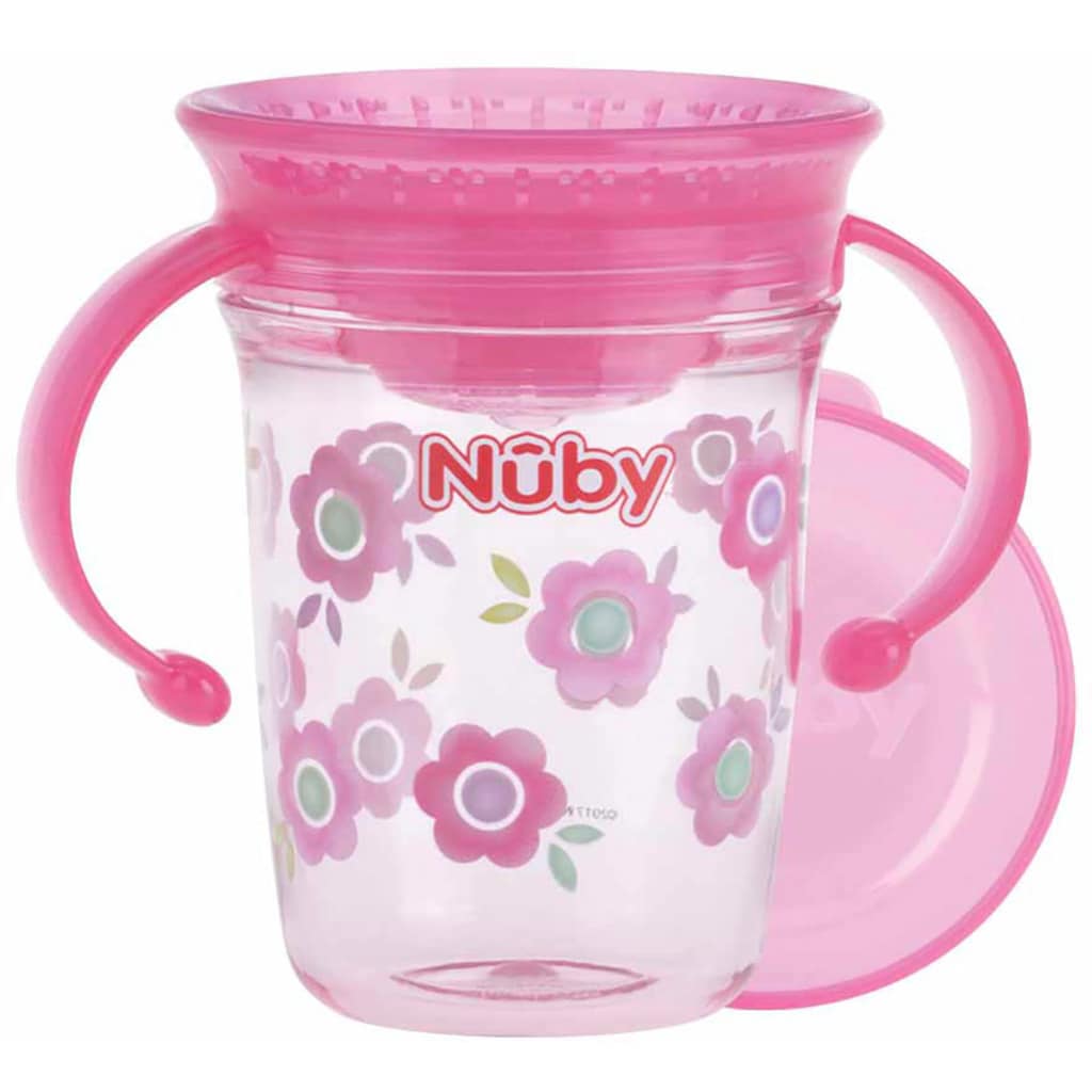 Nuby Kinderbecher »360° Trinklerntasse 240ml, pink«, mit Handgriffen