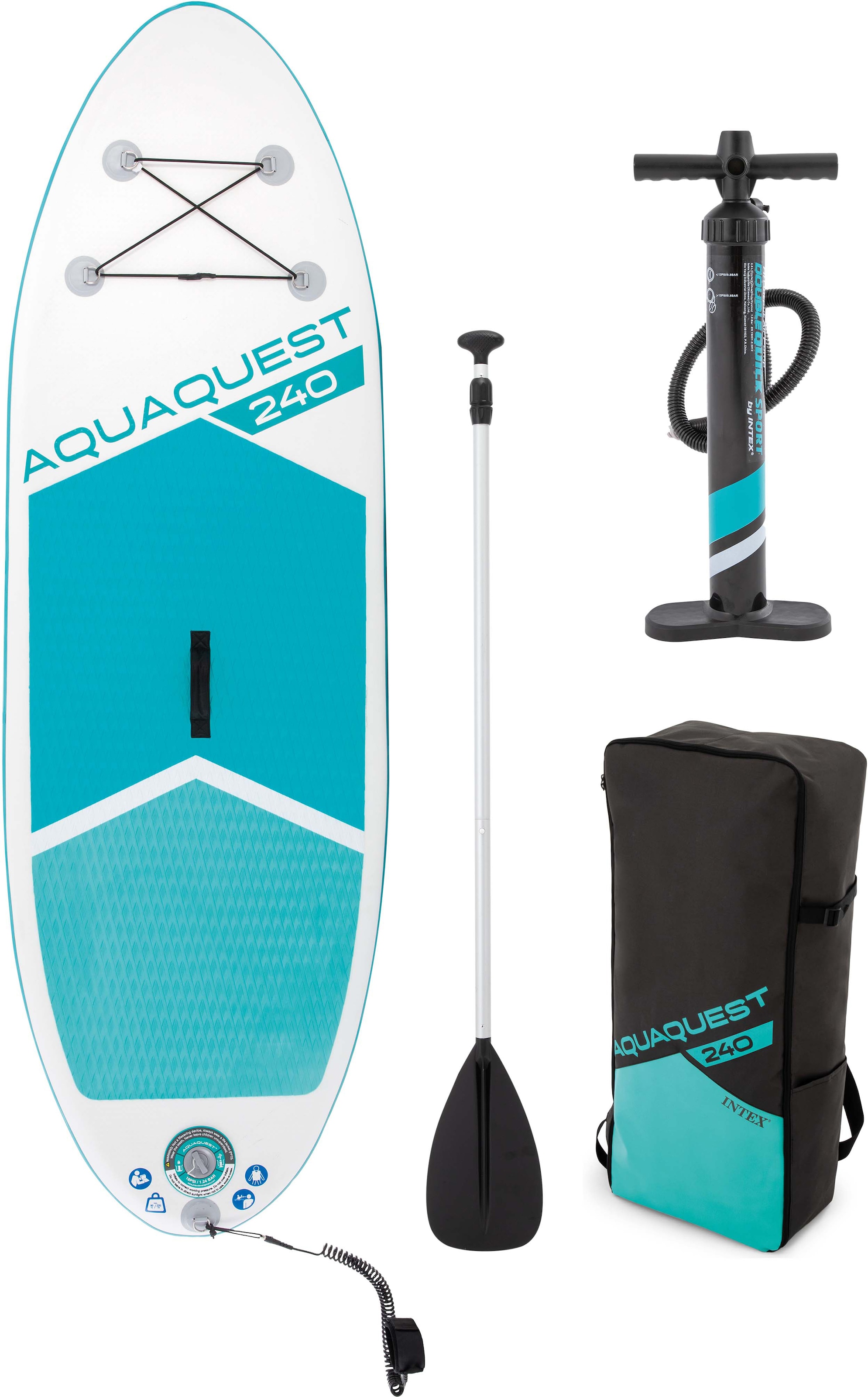 SUP-Board »AQUA QUEST 240«, (Set, 3 tlg., mit Paddel, Pumpe und Transportrucksack)