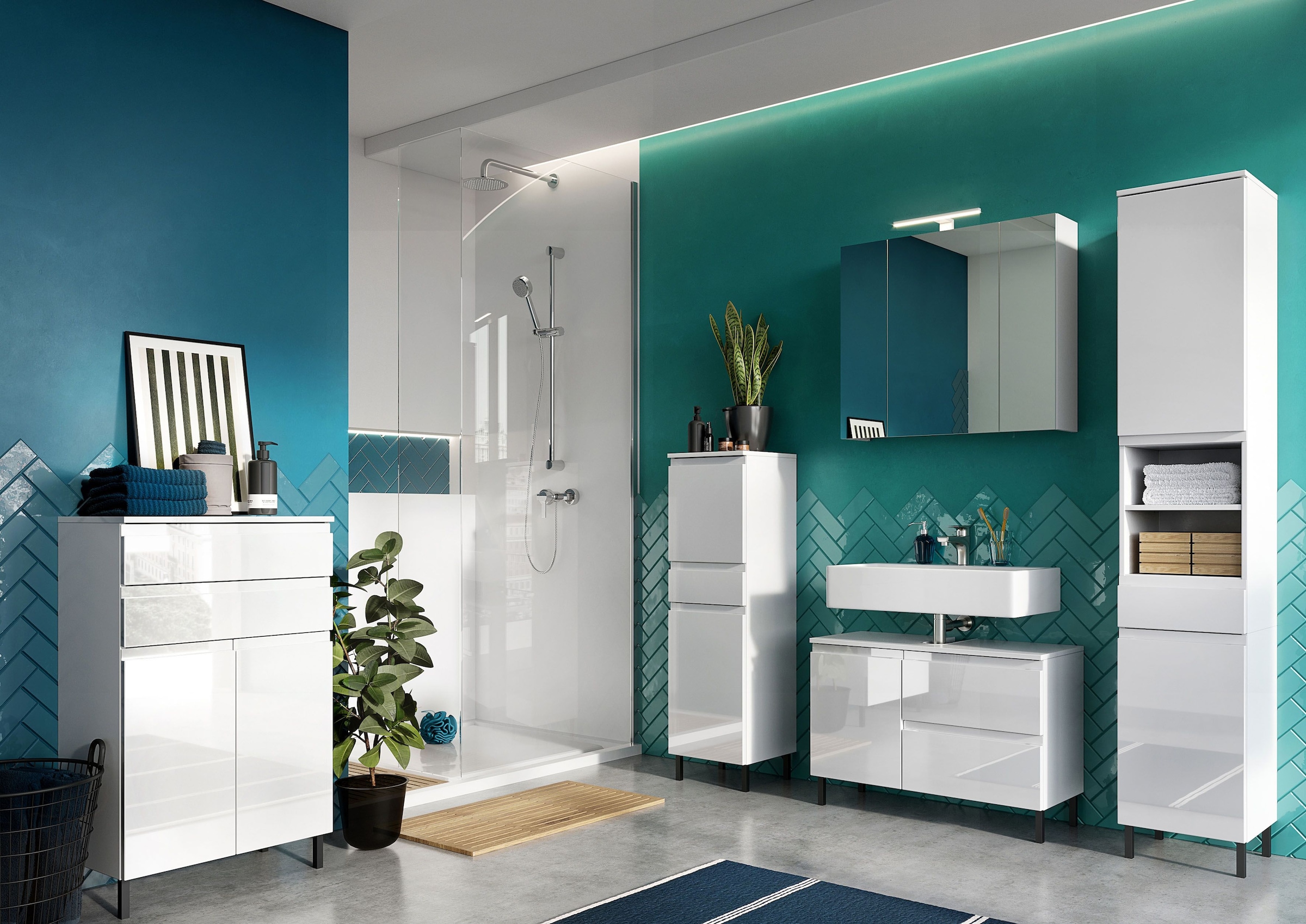Breite kaufen | online »Scantic«, 80 Einlegeboden Badezimmerschrank, cm, verstellbarer Jelmoli-Versand GERMANIA Waschbeckenunterschrank