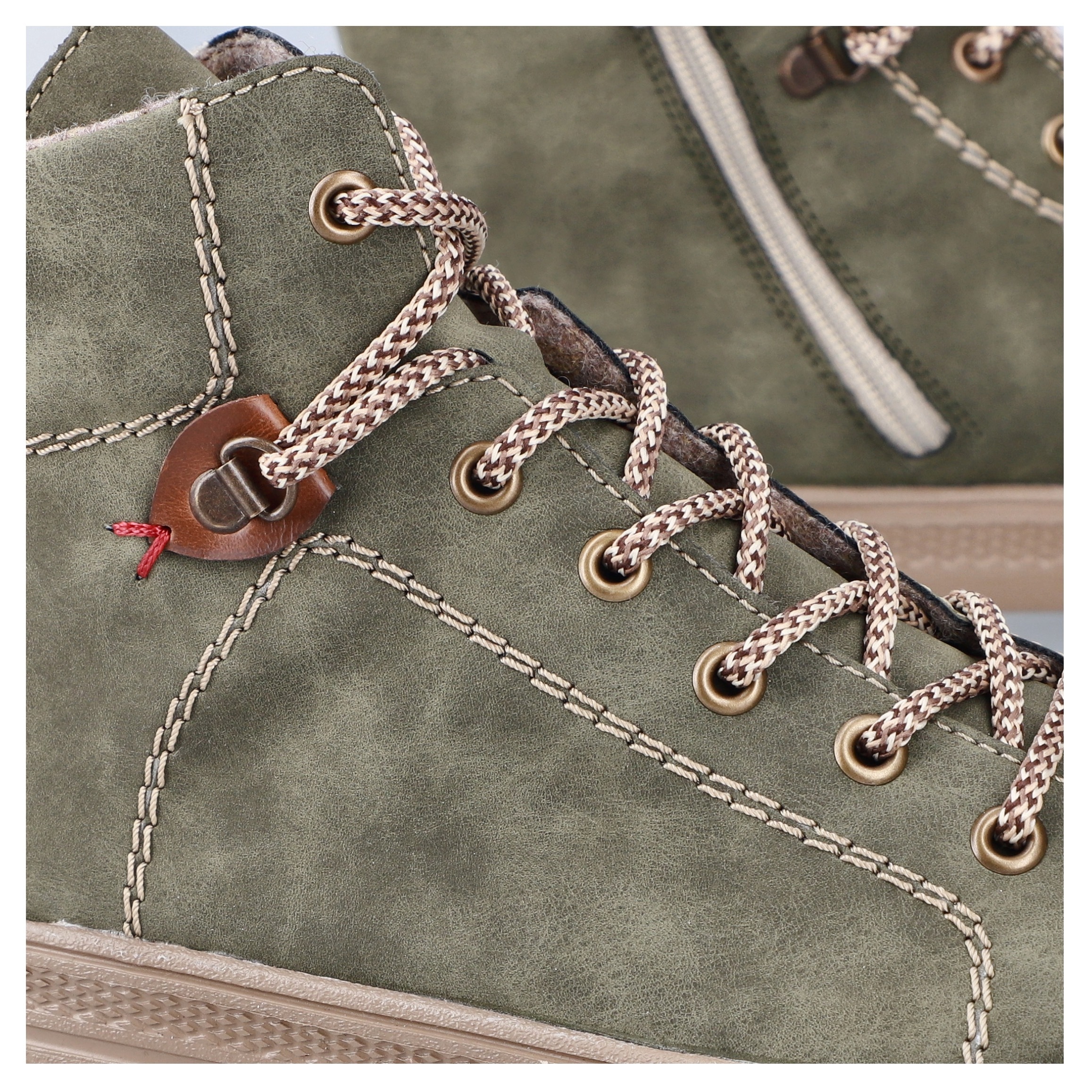 Rieker Schnürboots, Stiefelette, Plateausohle, Kontrastnaht, mit Innenreissverschluss