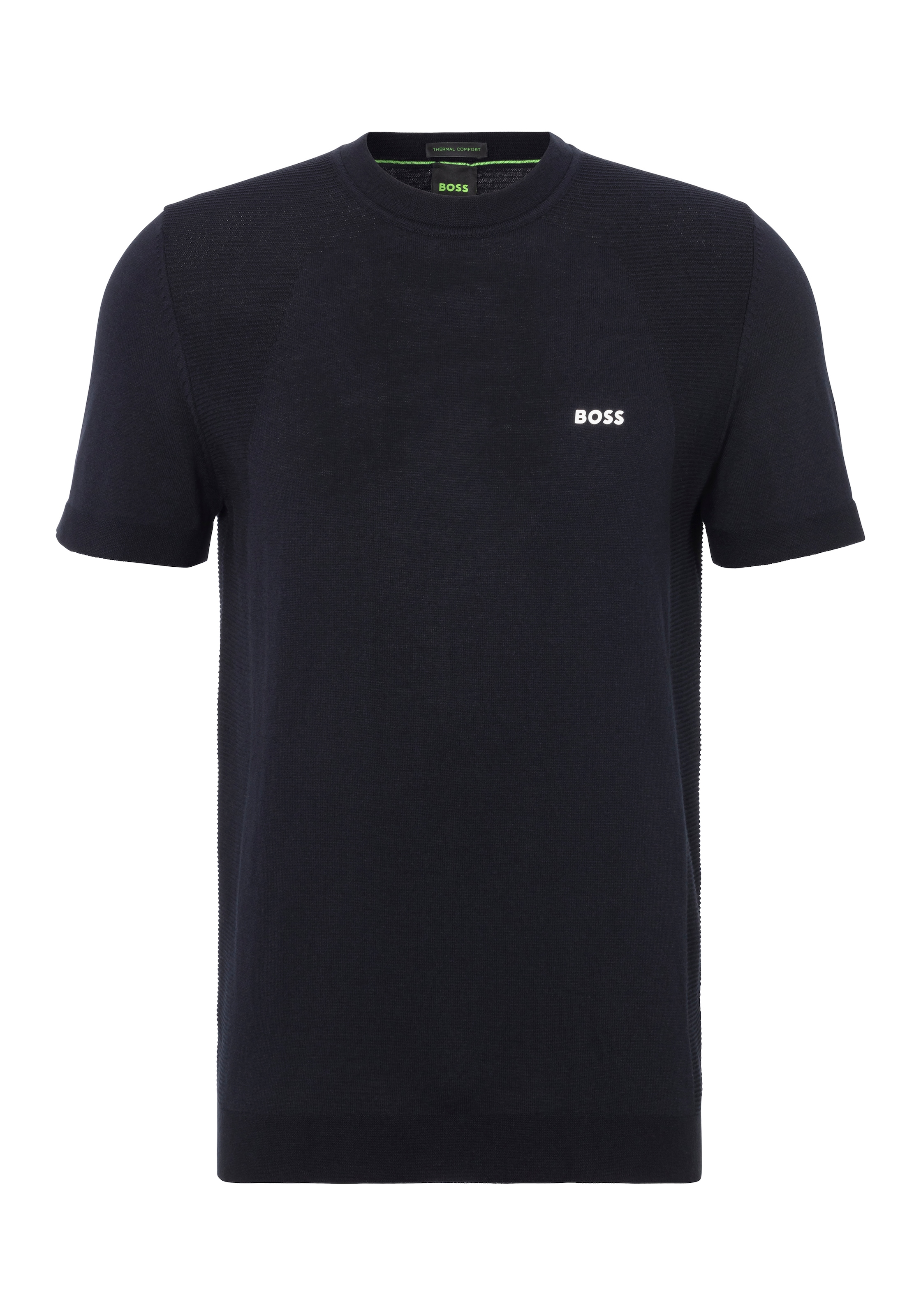 BOSS GREEN Rundhalspullover »Momentum Lite T24«, mit Strukturmix
