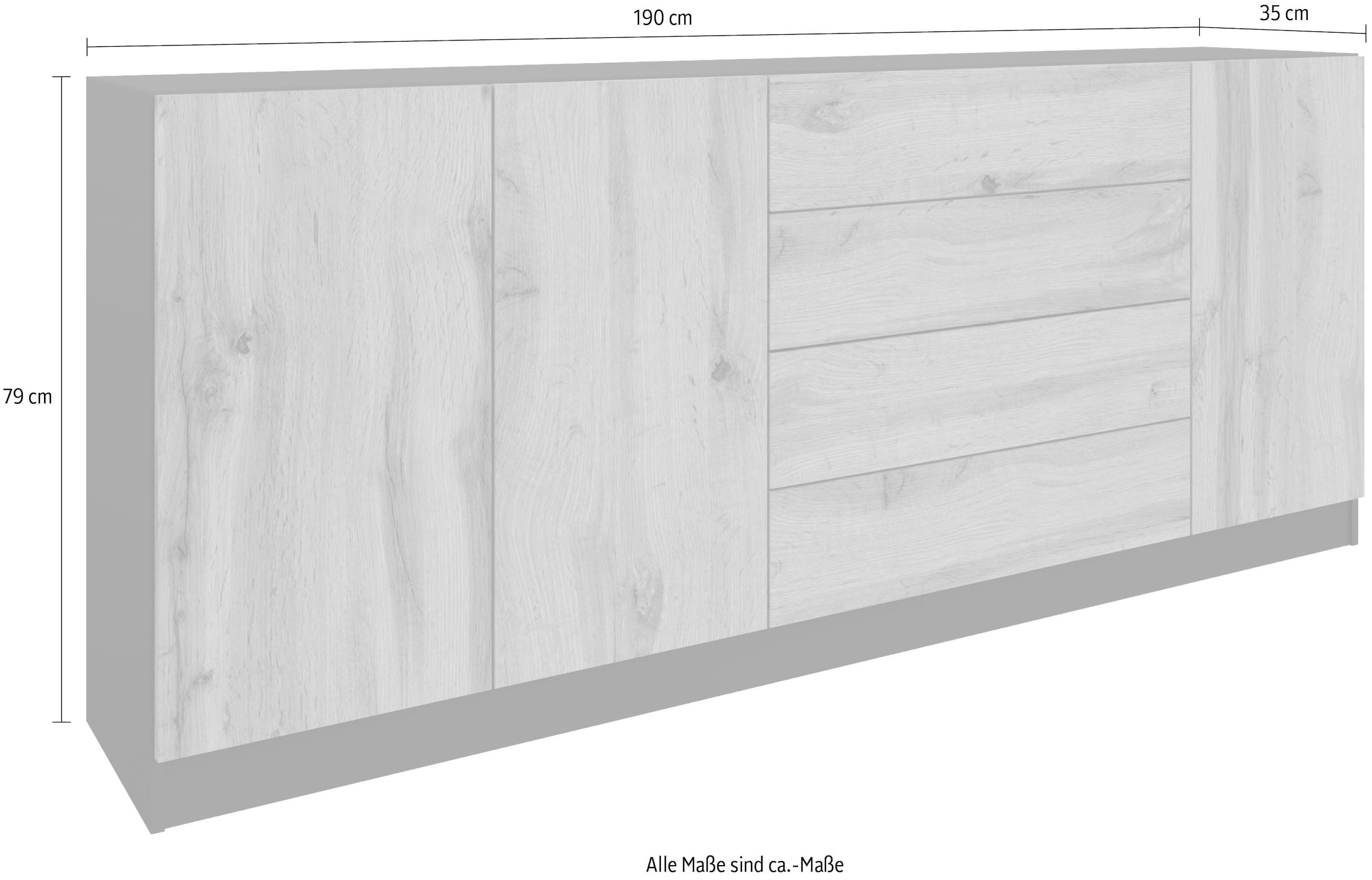 Sideboard »Vaasa«, ordern Breite borchardt 190 Shop im ❤ Jelmoli-Online Möbel cm