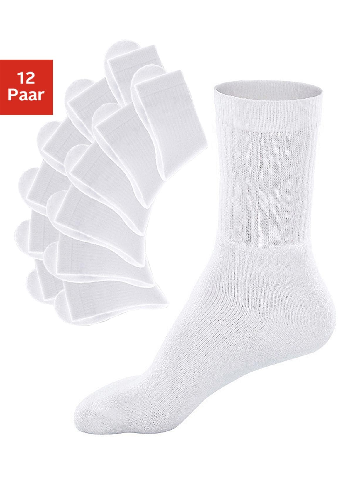 Tennissocken, (Packung, 12 Paar), mit Frottee