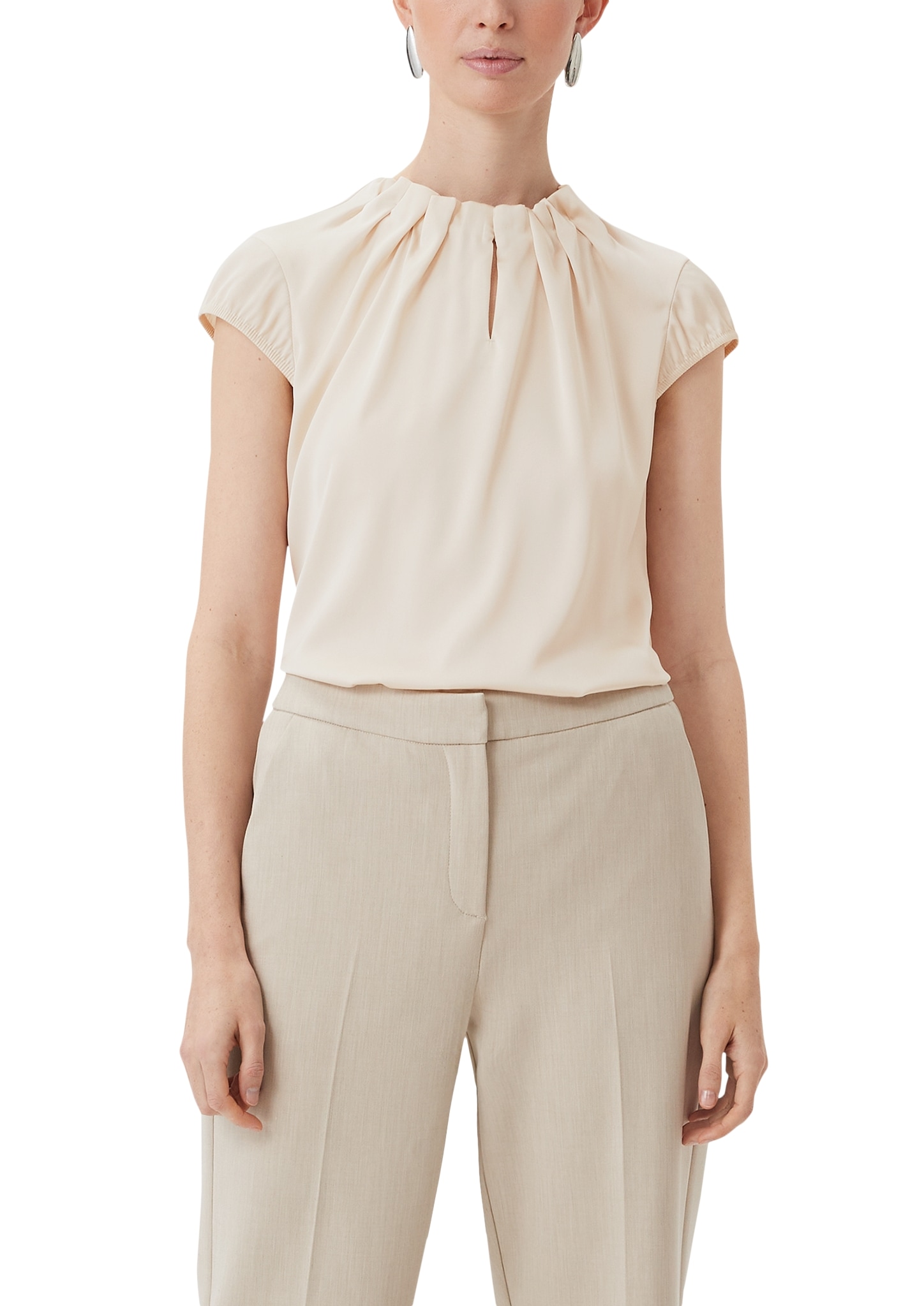 Comma Satinbluse mit Raffung am Hals