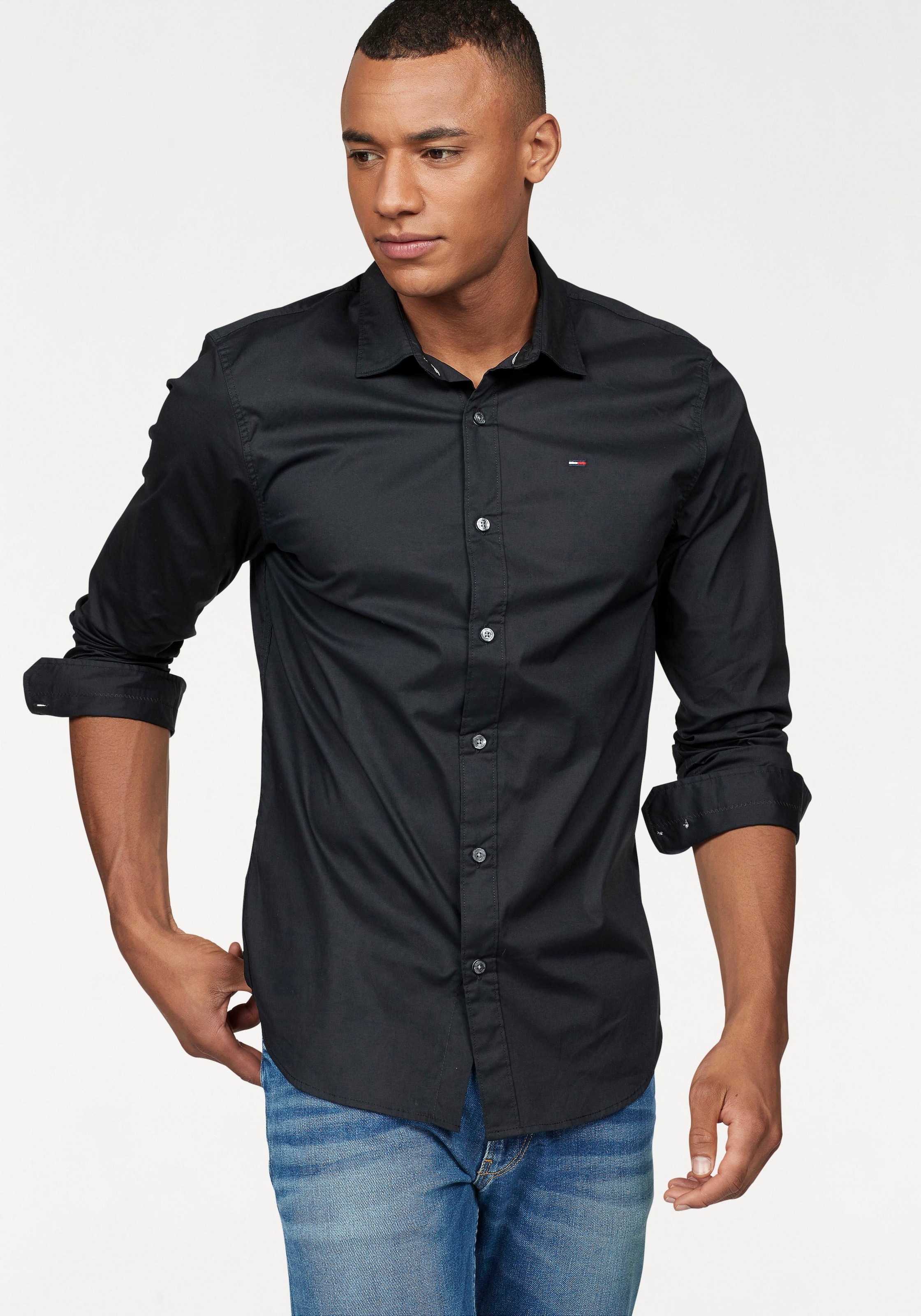 Tommy Jeans Langarmhemd »Sabim Stretch mit Hemd online Slim shoppen Premium, | Shirt«, Fit, Stretch Elasthan Hemd, Jelmoli-Versand