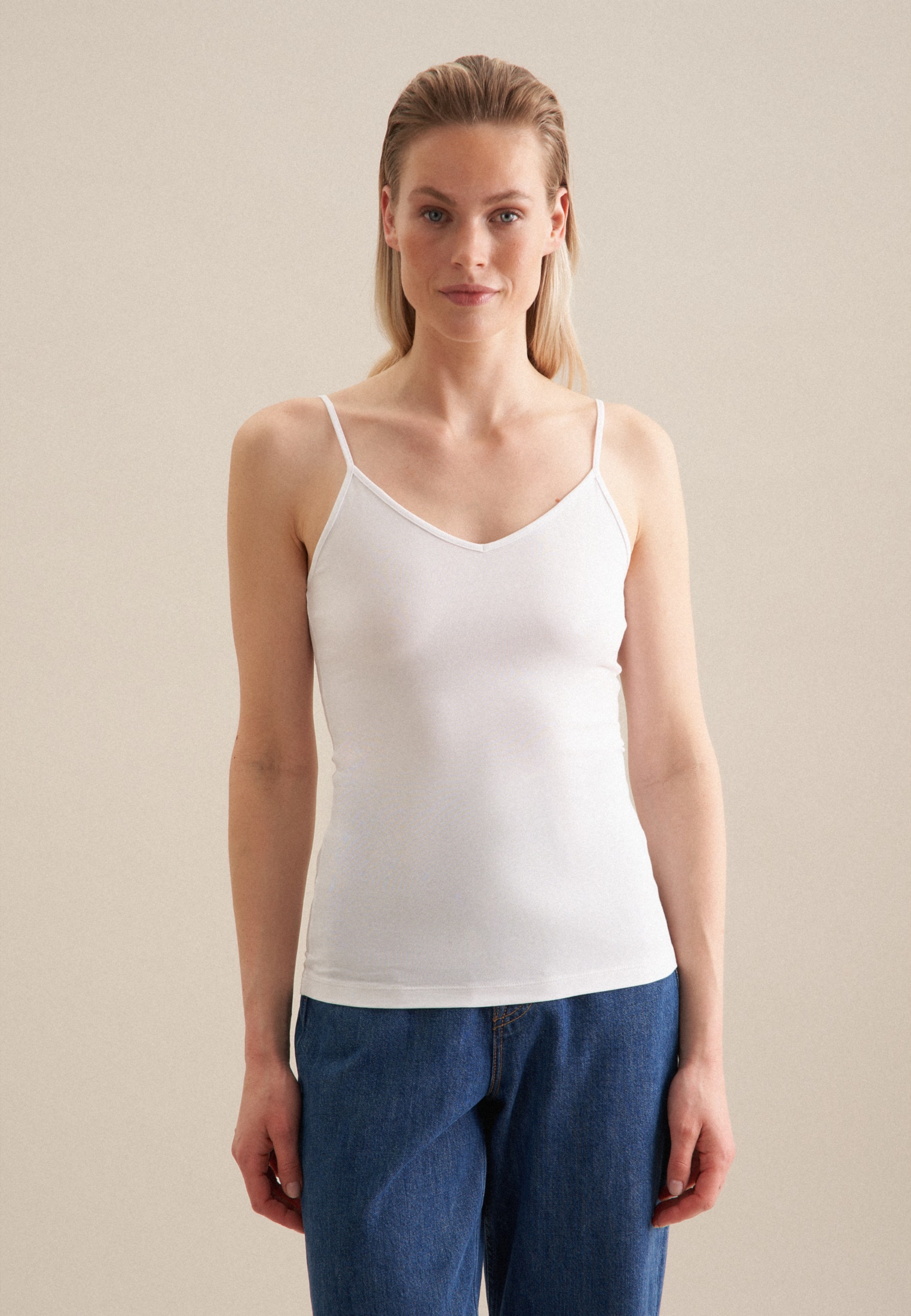seidensticker Trägertop »Schwarze Rose« Ohne Arm V-Neck Uni