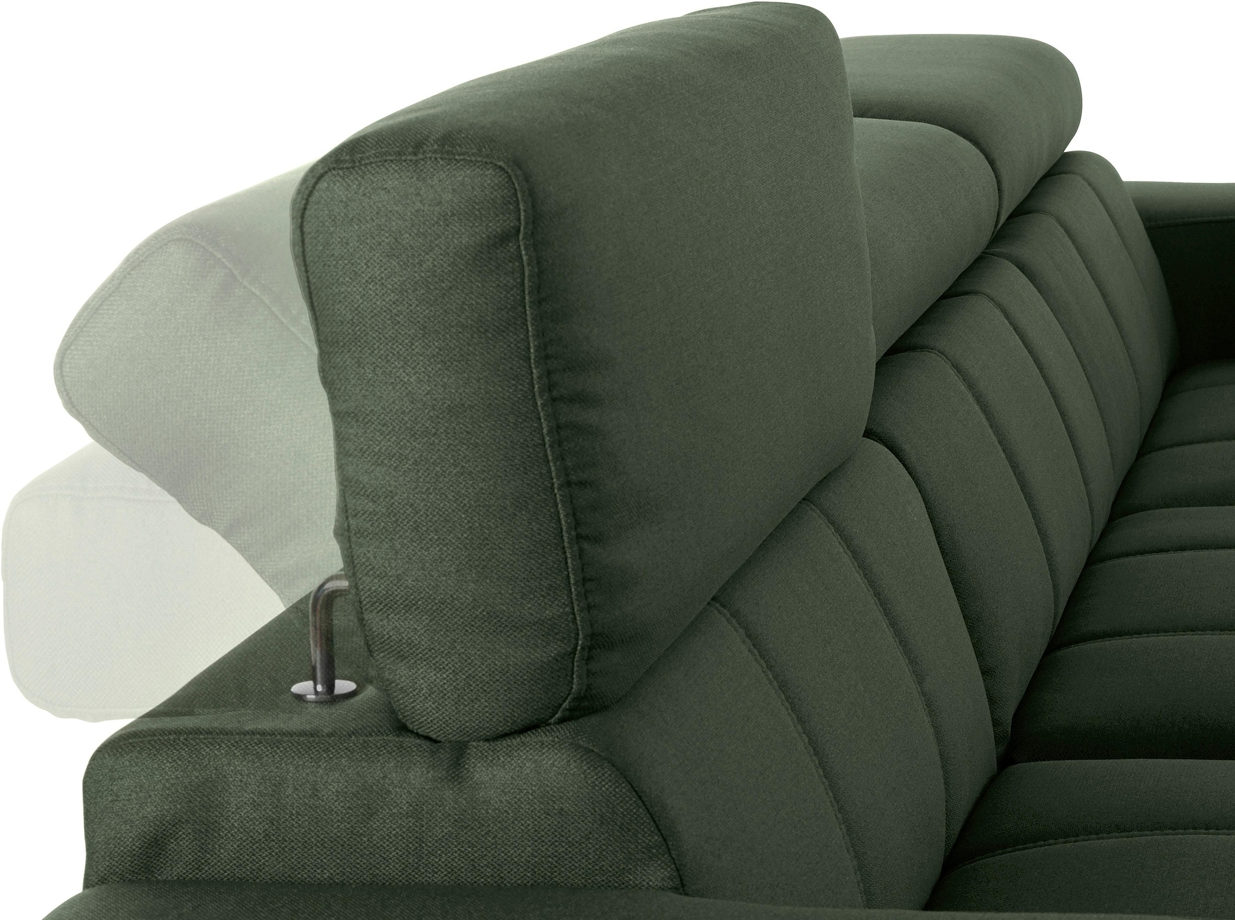 DOMO collection Ecksofa »Trento L-Form, mit Kufenfuss oder Einzelfuss«, wahlweise mit Kopfteilverstellung, Recamiere links/rechts bestellbar