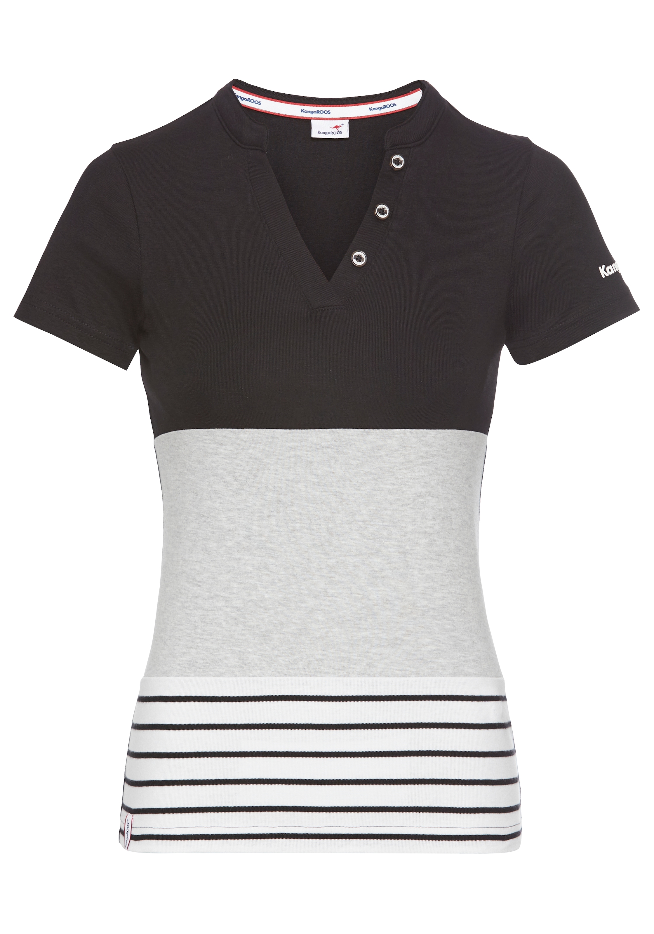 KangaROOS Kurzarmshirt, mit Henley-Ausschnitt und Colorblock
