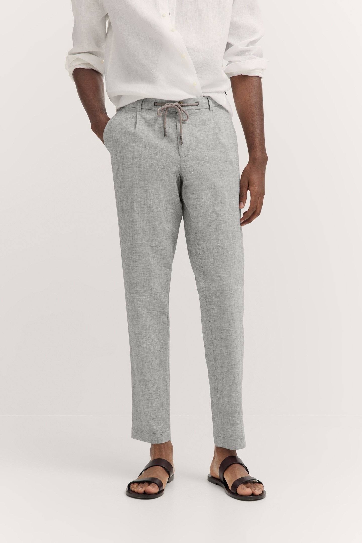bugatti Bundfaltenhose mit Baumwoll-Leinen-Mix