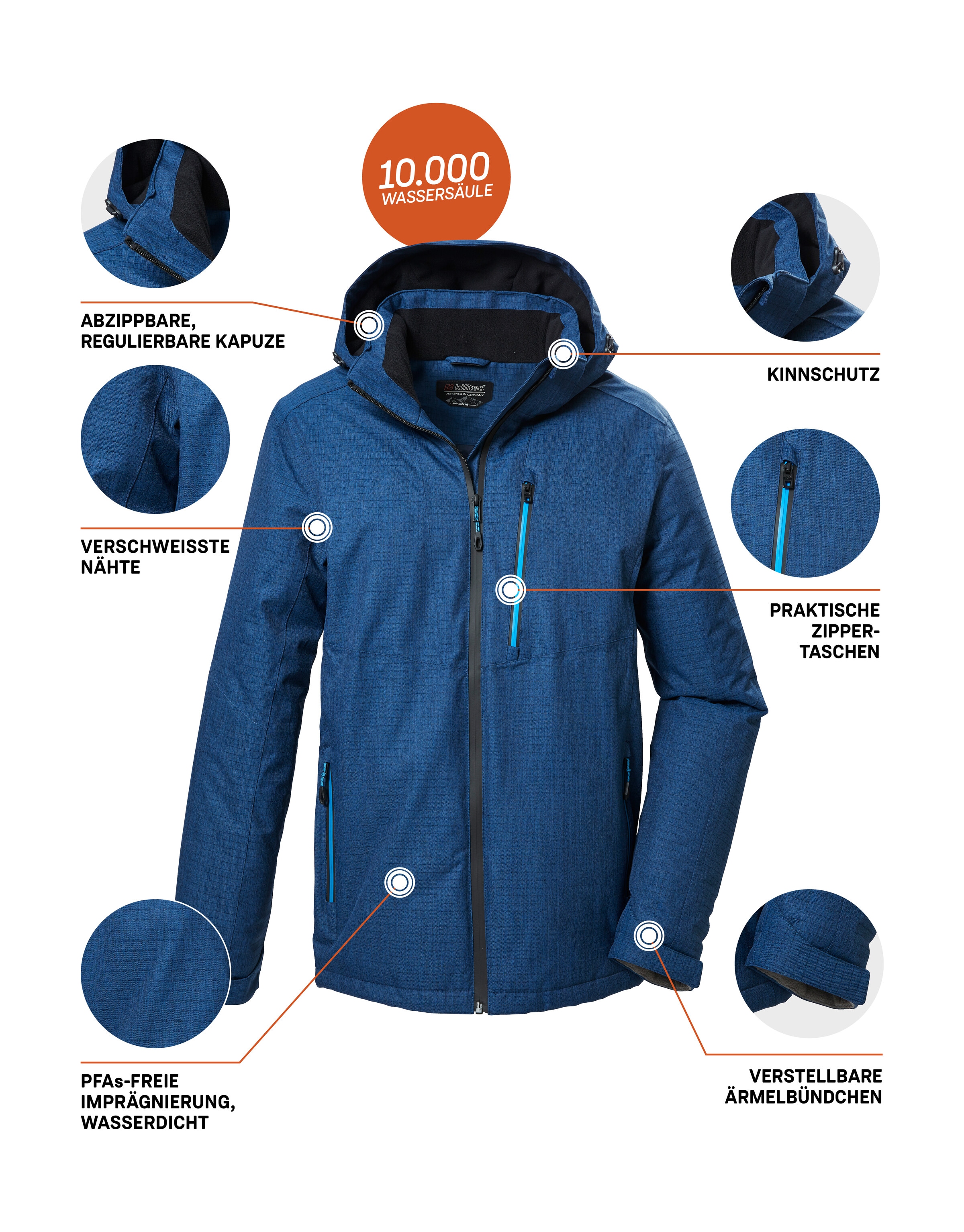 Killtec Funktionsjacke »KOW 7 MN JCKT«, Wasser- und winddichte Outdoorjacke, atmungsaktiv, Melange Optik