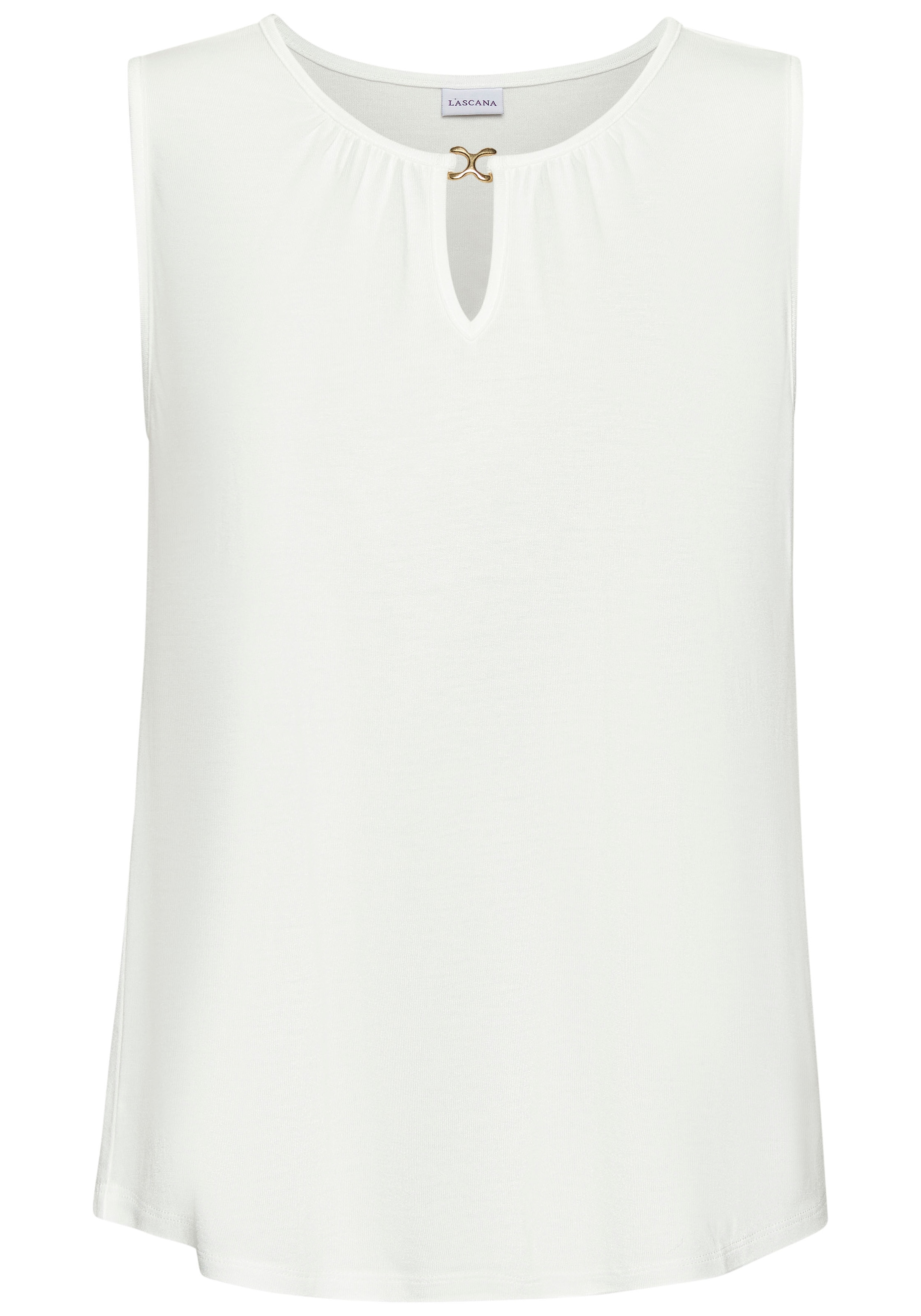 Vivance Tanktop, mit goldfarbenenem Zieraccessoire, elegantes Blusentop