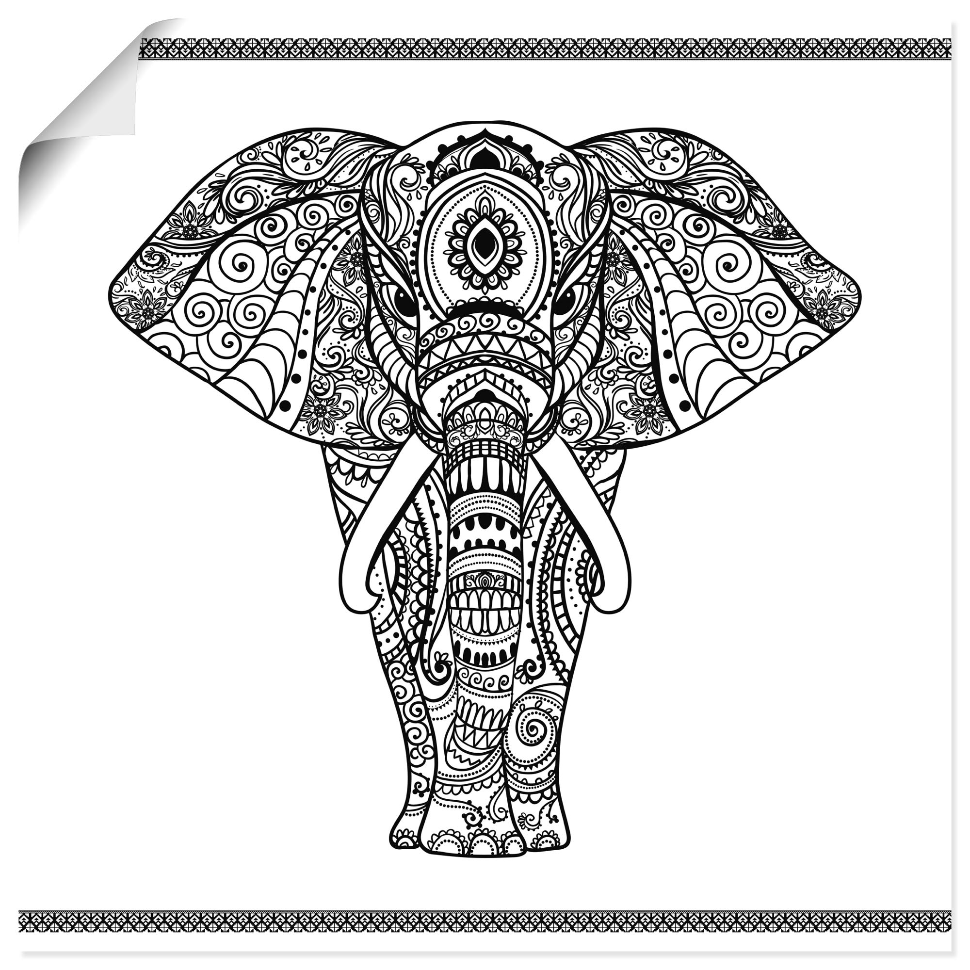 Artland Wandbild »Elefant in Mandala«, Wildtiere, (1 St.), als Leinwandbild, Poster, Wandaufkleber in verschied. Grössen