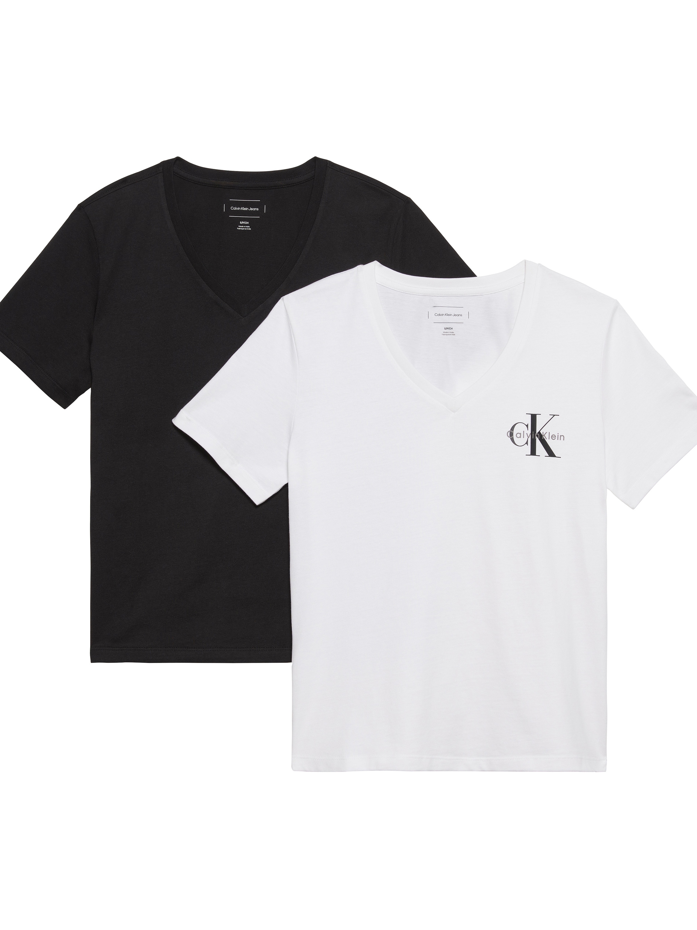 Calvin Klein Jeans T-Shirt »A- Logo VN 2 pack Tee« Packung, 2er-Pack, 2 Stk. Mit V-Ausschnitt
