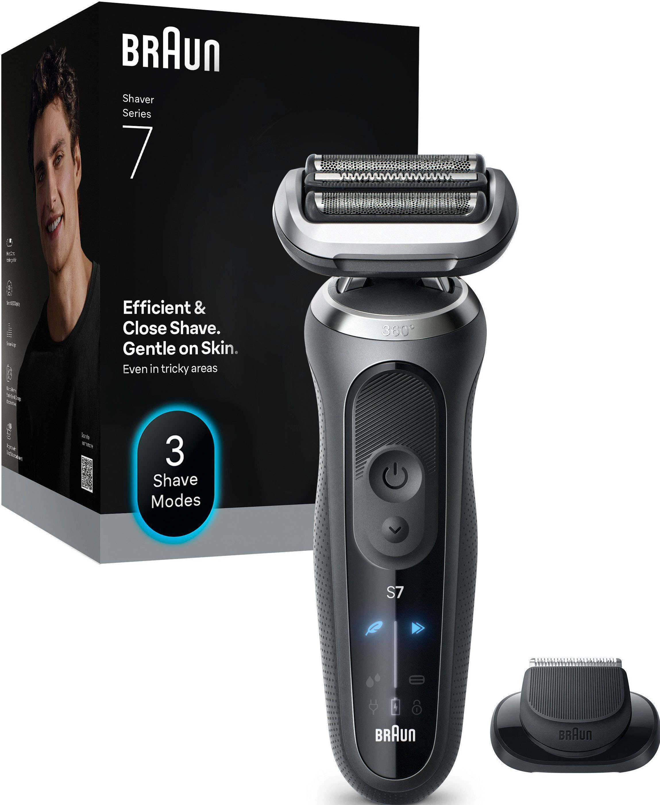 Braun Elektrorasierer "Series 7 72-G1200s" 1 Stk. Aufsätze Bis zu 60 Min, Präzisionstrimmer-Aufsatz, 100% wasserdicht