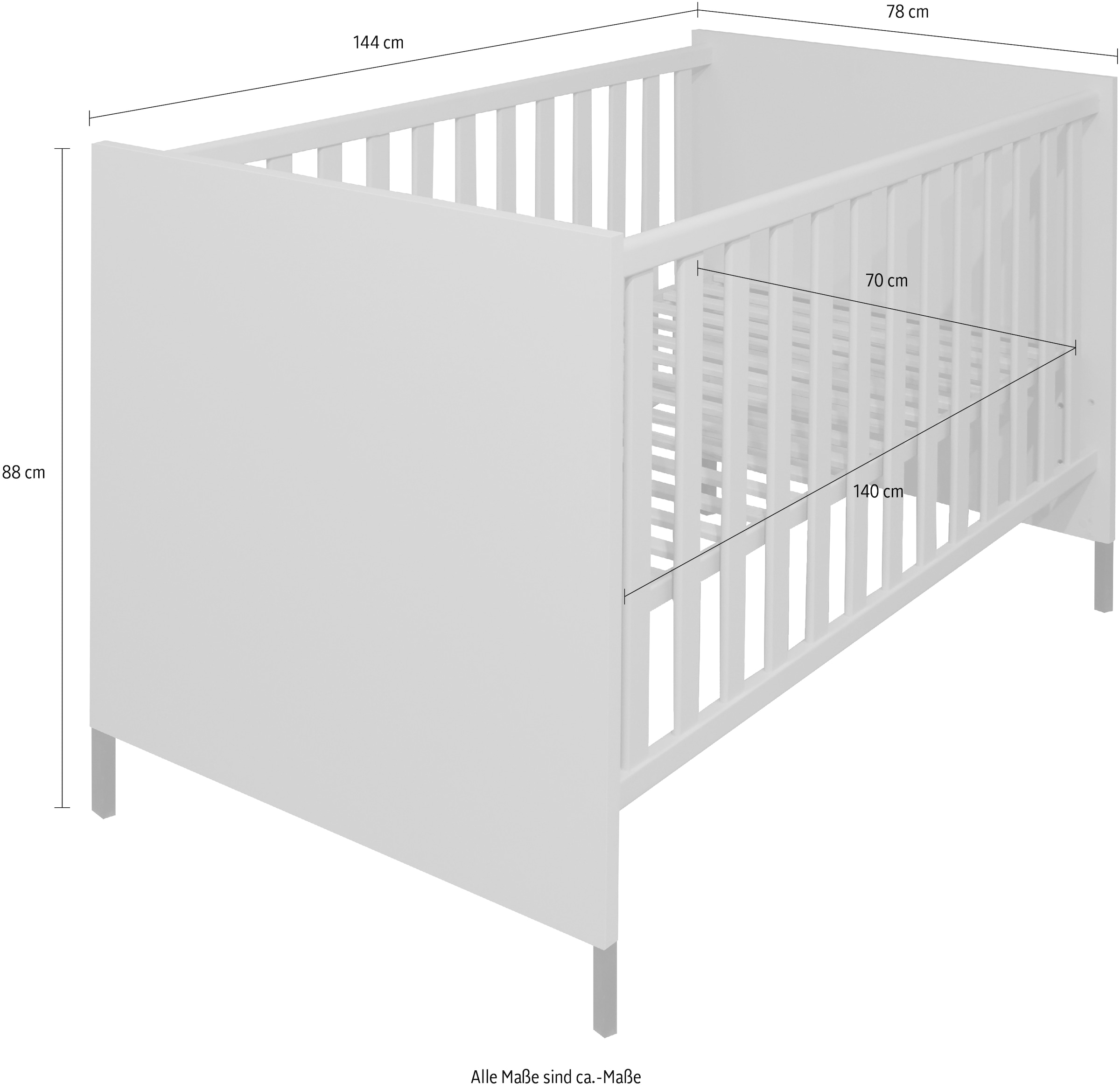 Mäusbacher Babybett, Metallfüsse, Metallgriffe