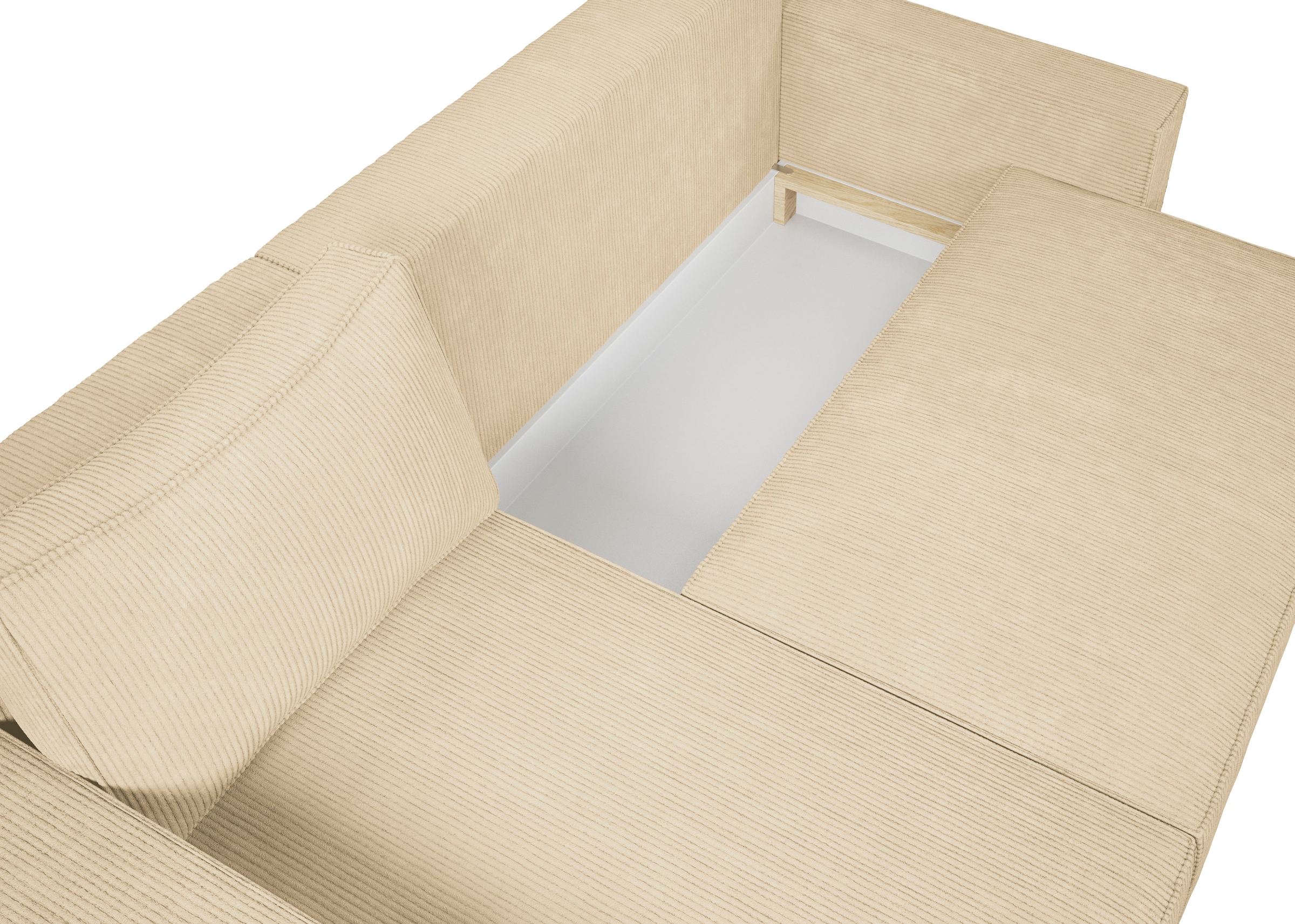 INOSIGN Ecksofa »Wylie«, Cord, Recamiere beidseitig montierbar, mit Bettfunktion und Bettkasten