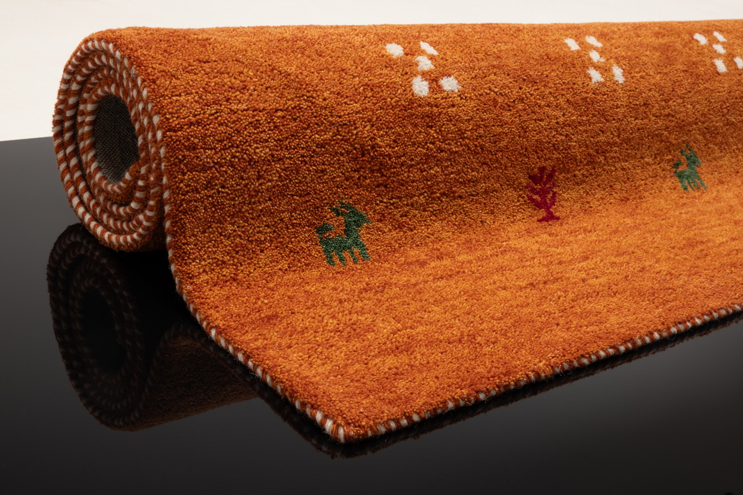 THEKO Wollteppich »Gabbeh Motiv, Handweb Teppich, Tiermotiv, reine Wolle, handgewebt«, rechteckig, 14 mm Höhe, reine Wolle, handgewebt, Wohnzimmer, Schlafzimmer, Esszimmer
