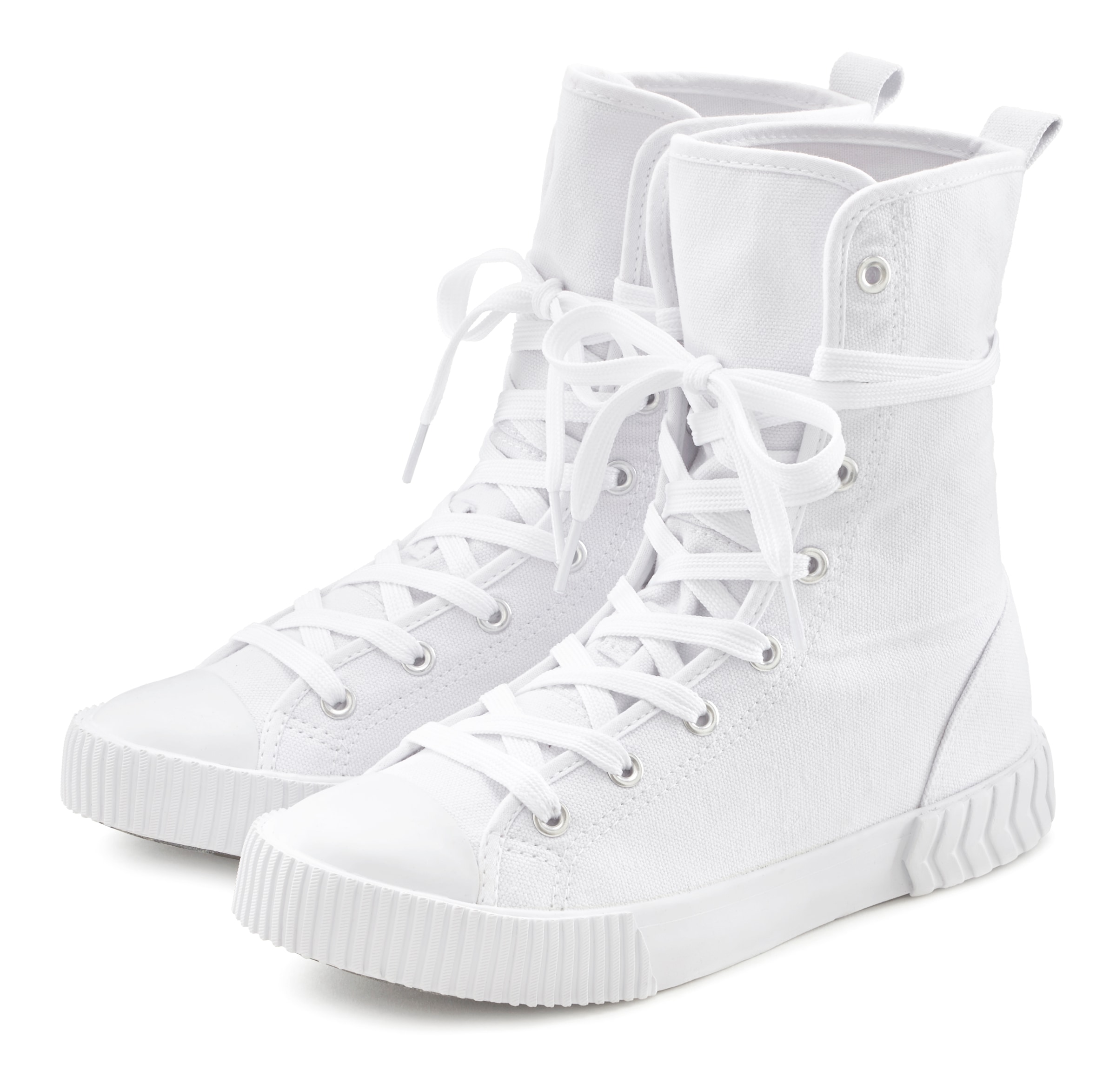 LASCANA Stiefelette, im Combat Look, High Top Sneaker, Schnürschuh, Textil-Boots