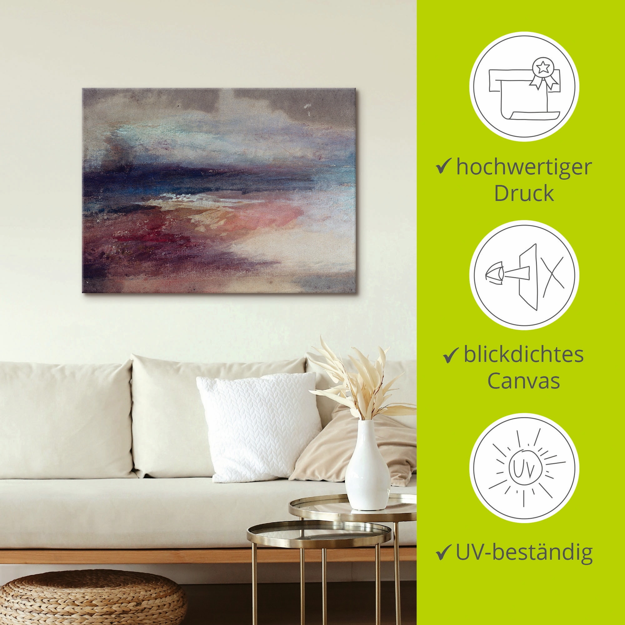 Artland Wandbild »Küstenlandschaft Sonnenunterg«, Küste, (1 St.), als Leinwandbild, Poster in verschied. Grössen