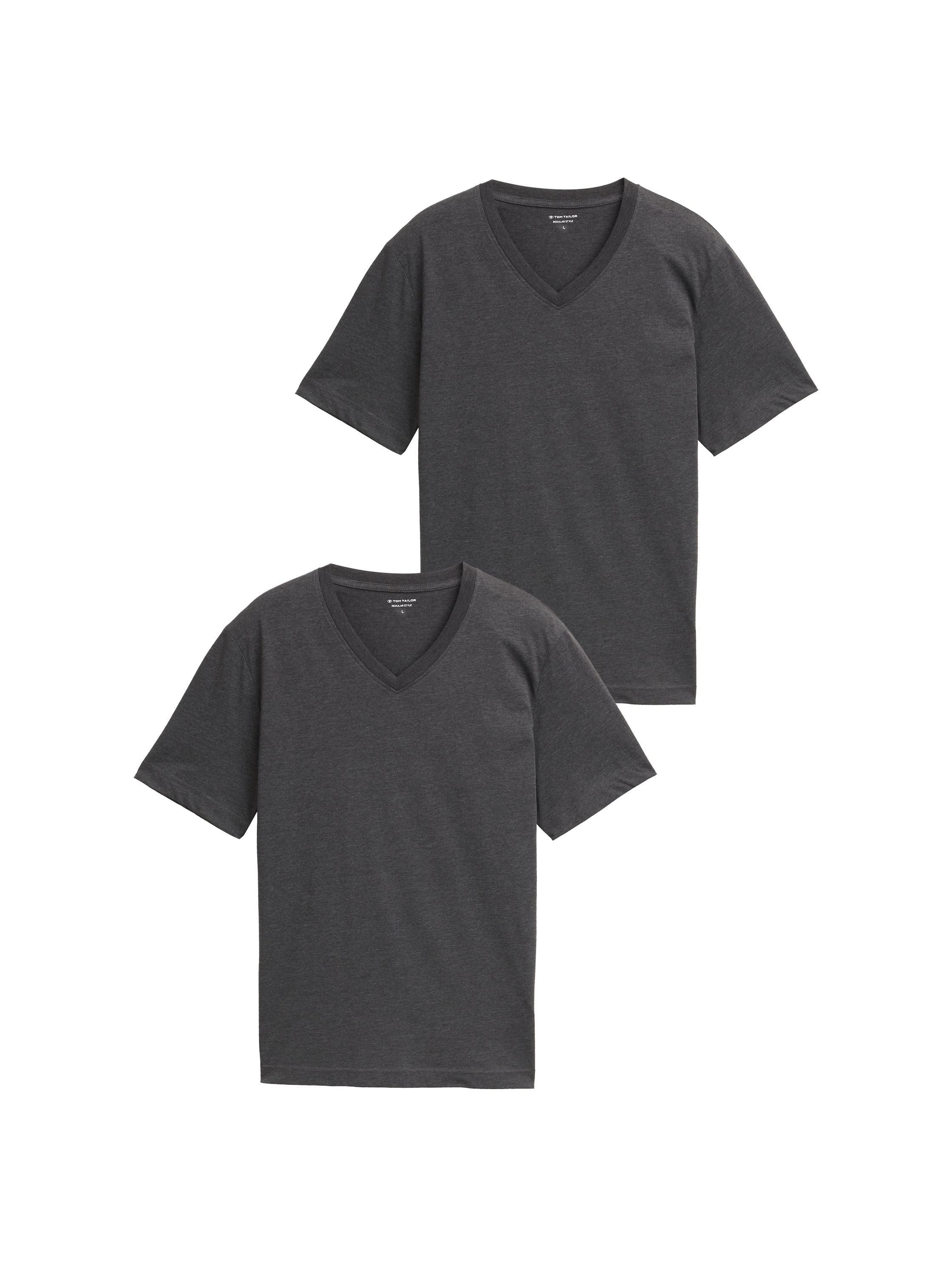 TOM TAILOR T-Shirt Packung, 2 Stk. mit V-Ausschnitt, Doppelpack