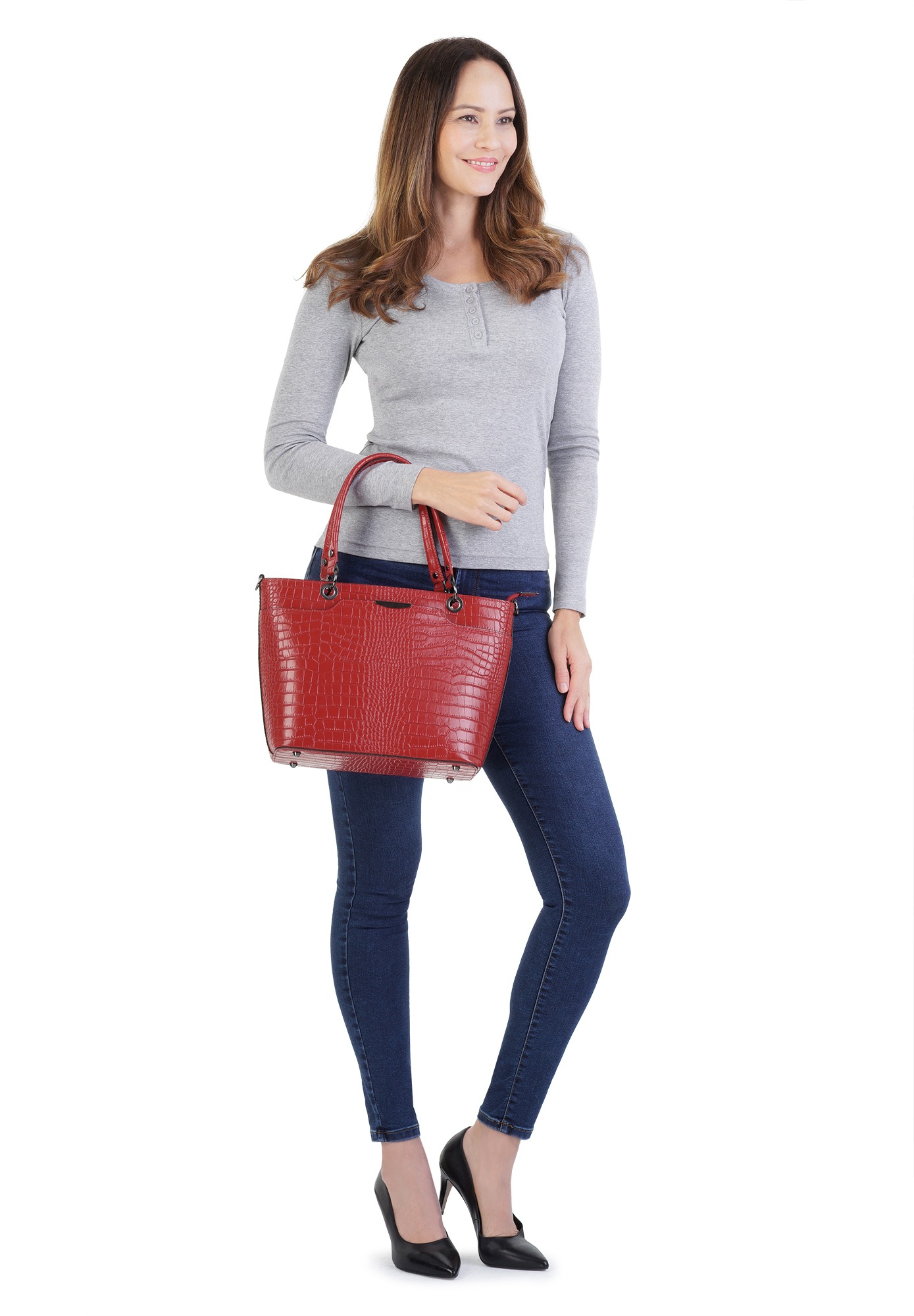 Cluty Henkeltasche, echt Leder, Made in Italy