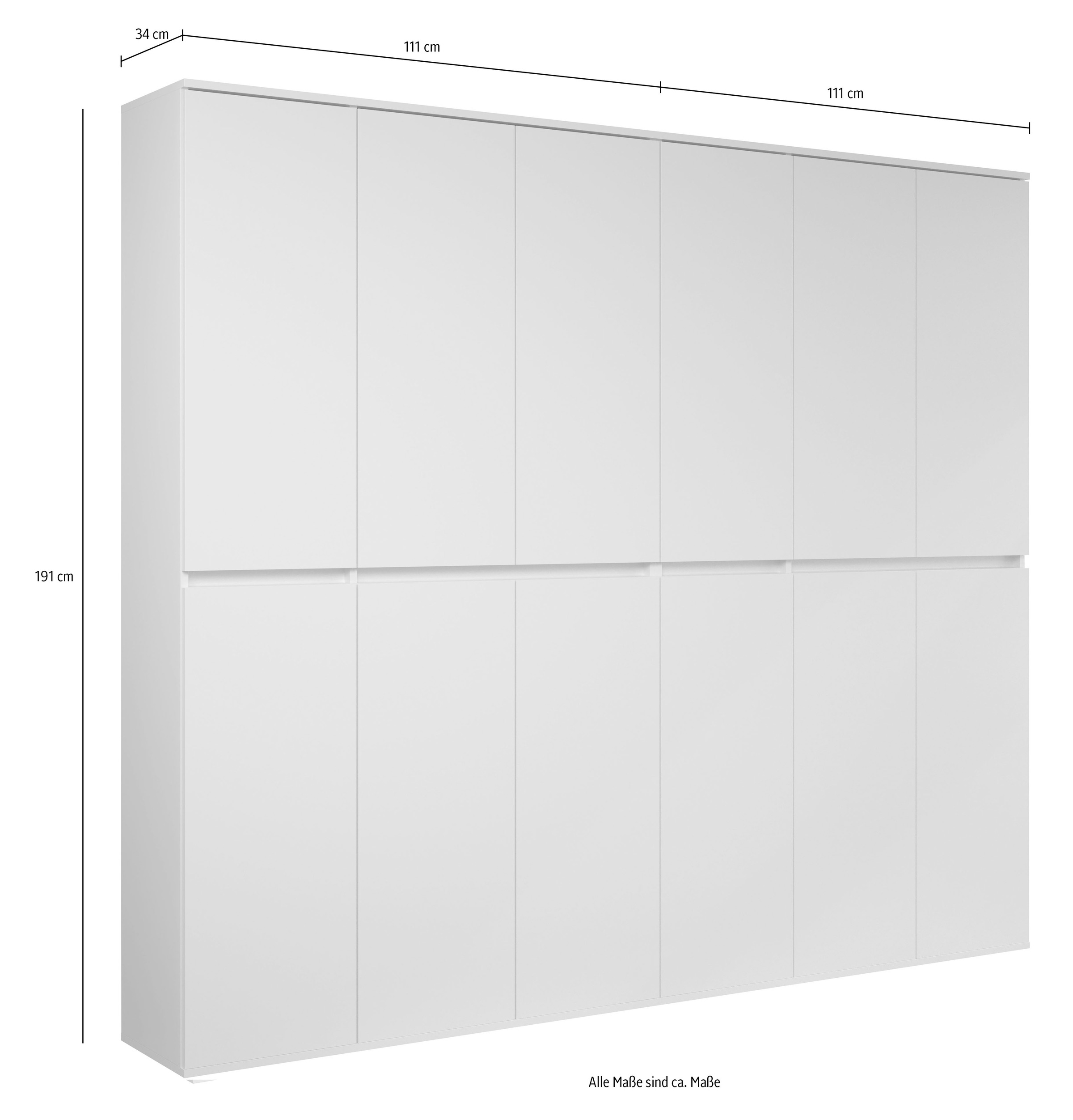 INOSIGN Garderoben-Set »Novara«, (Komplett-Set, 2 St.), Garderobenschränke mit insgesamt 32 Fächern - (B/T/H) 222/34/191 cm