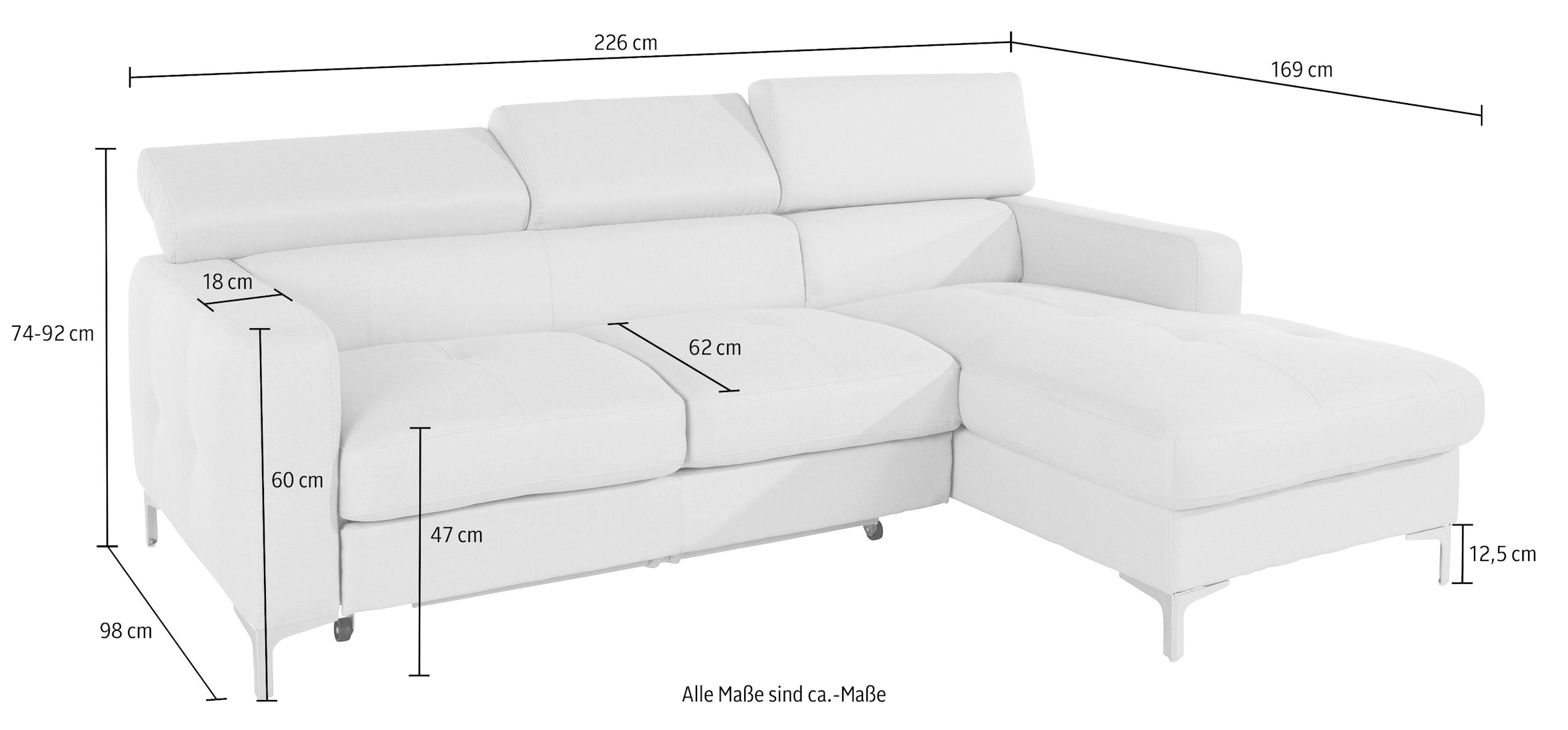 ❤ COTTA Ecksofa »Sammy«, inklusive Kopfteilverstellung, wahlweise mit  Bettfunktion bestellen im Jelmoli-Online Shop