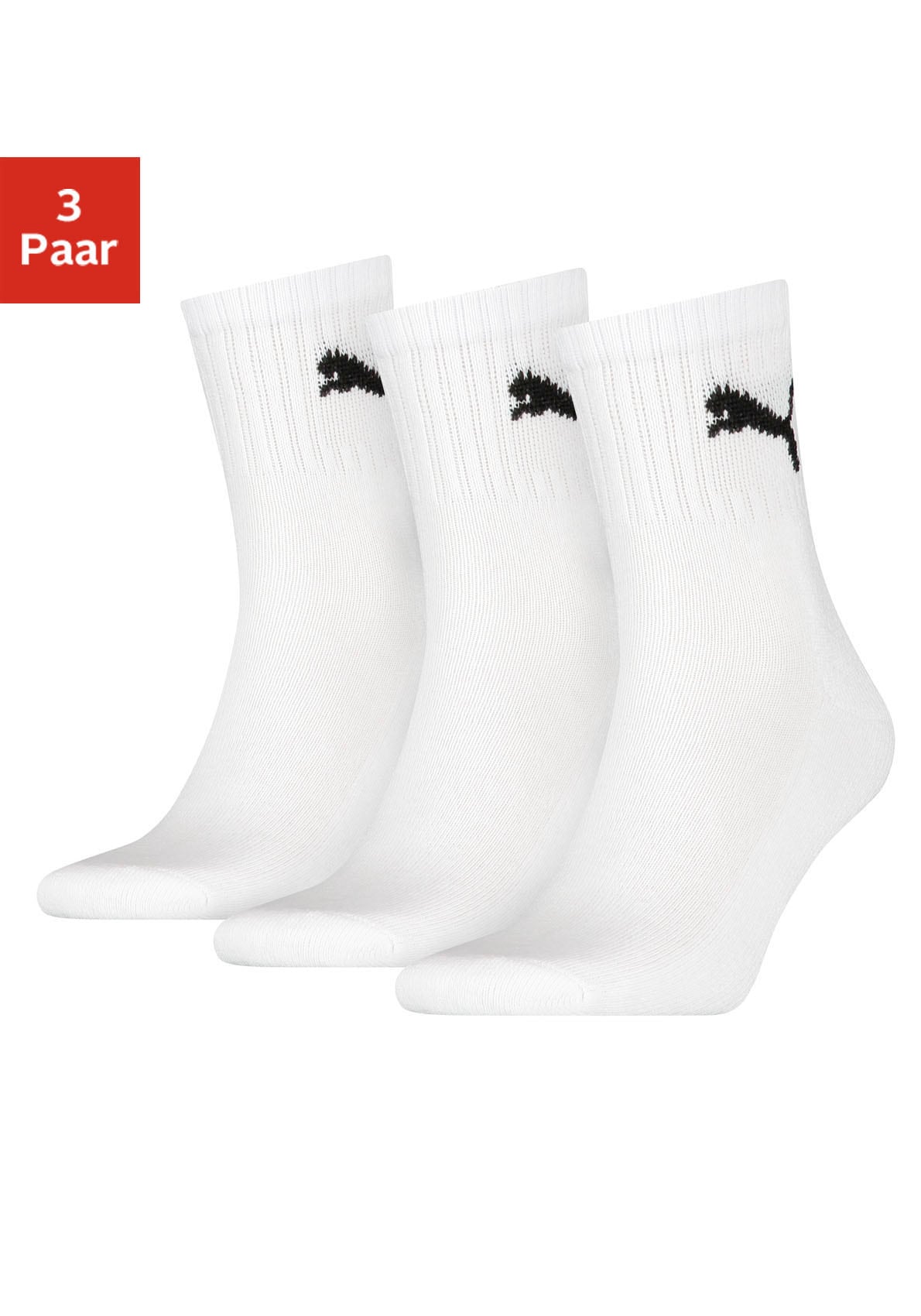 PUMA Sportsocken »short crew«, (3 Paar), mit klassischer Rippe