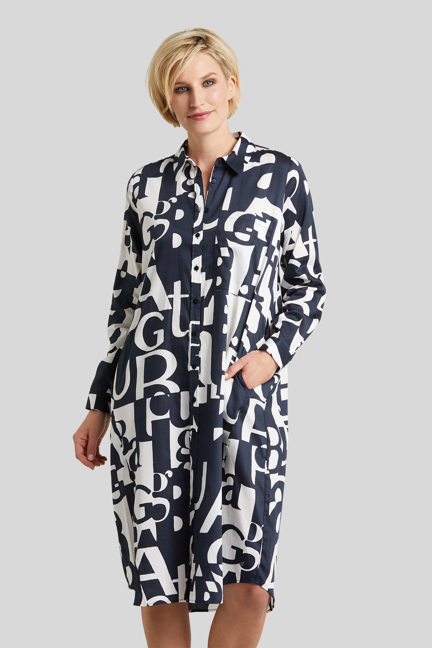 Hemdblusenkleid, im Brustbereich bei mit kaufen aufgesetzter Jelmoli-Versand bugatti online Tasche Schweiz