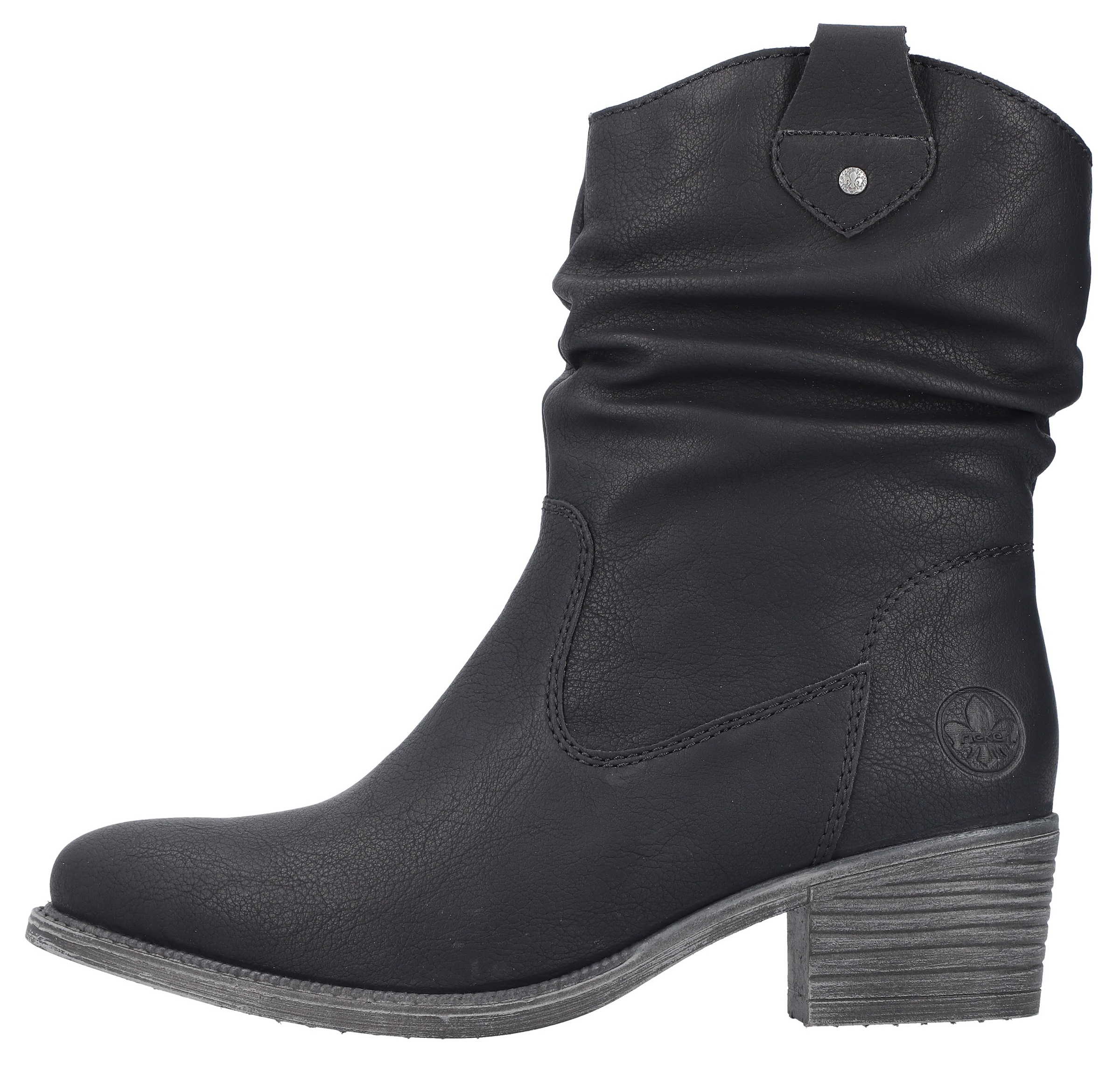 Rieker Westernstiefelette, Cowboyboots, slouchy Schaft, Blockabsatz, mit Innen-Reissverschluss
