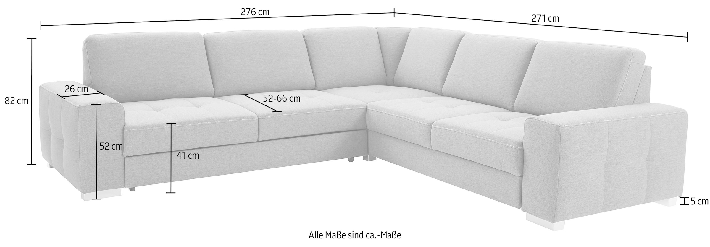 sit&more Ecksofa »Santorini L-Form«, mit Federkern und Sitztiefenverstellung, wahlweise mit Bettfunktion