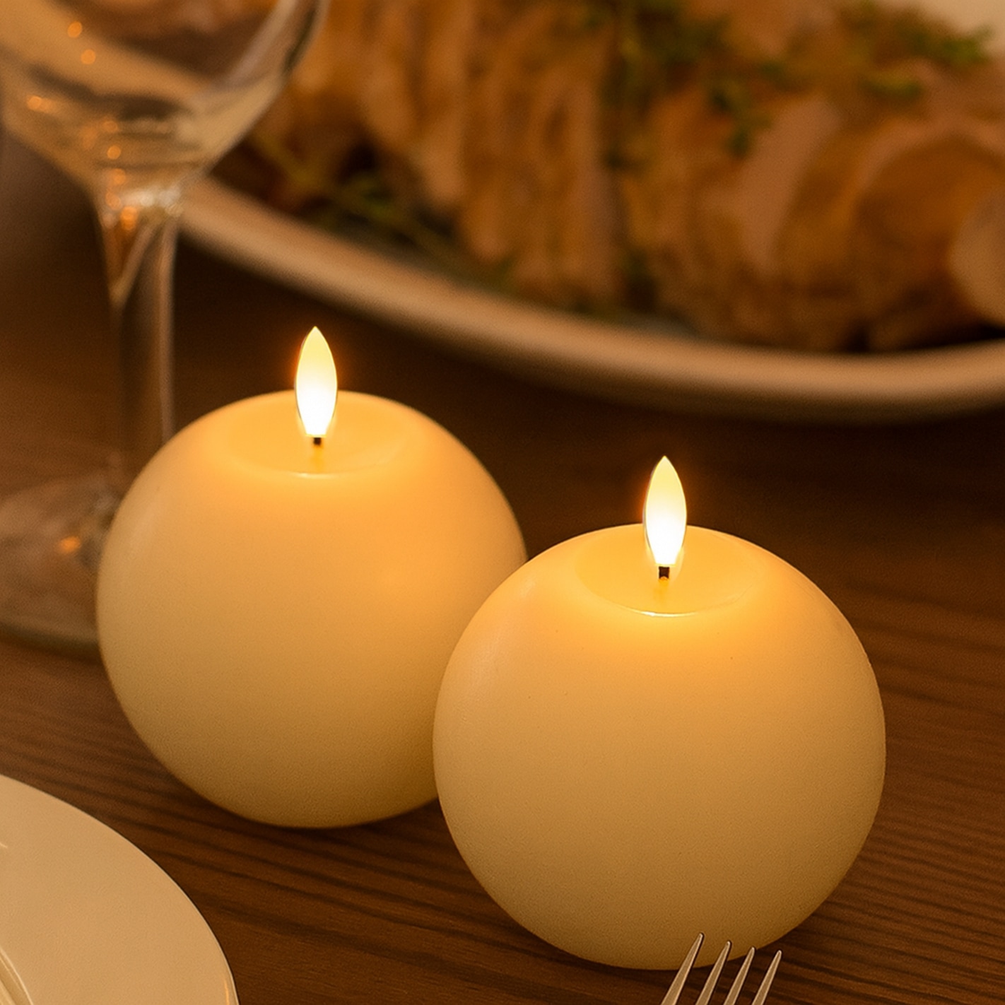 I.GE.A. LED-Kerze »LED Echtwachskerze 2er Set«, Mit Timer Flackernd Stumpenkerze Adventskerzen Adventskranz