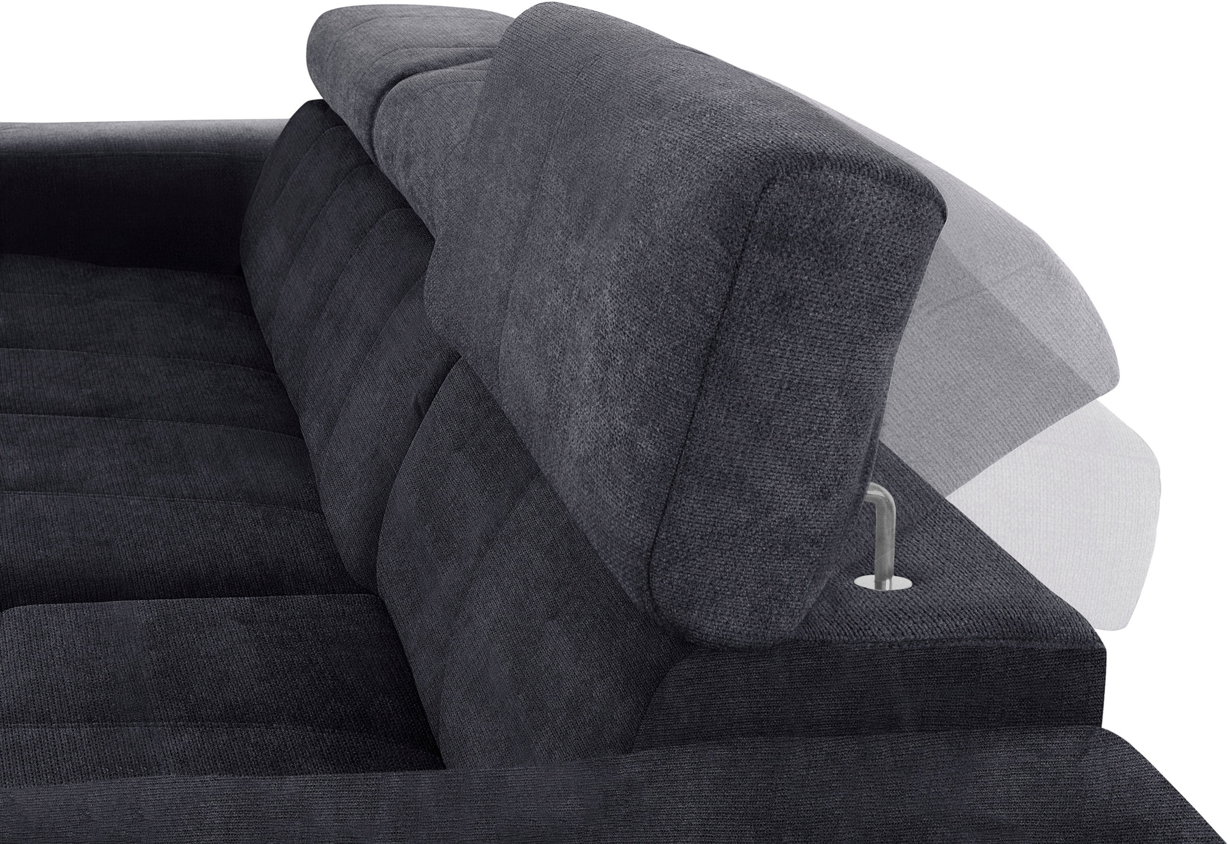 DOMO collection Ecksofa »Brandon B/T/H: 289/177/80 cm, whlw. mit Sitztiefenverstellung, L-Form«, mit Kopfteilverstellung, wahlweise Sitztiefenverstellung, L-Form