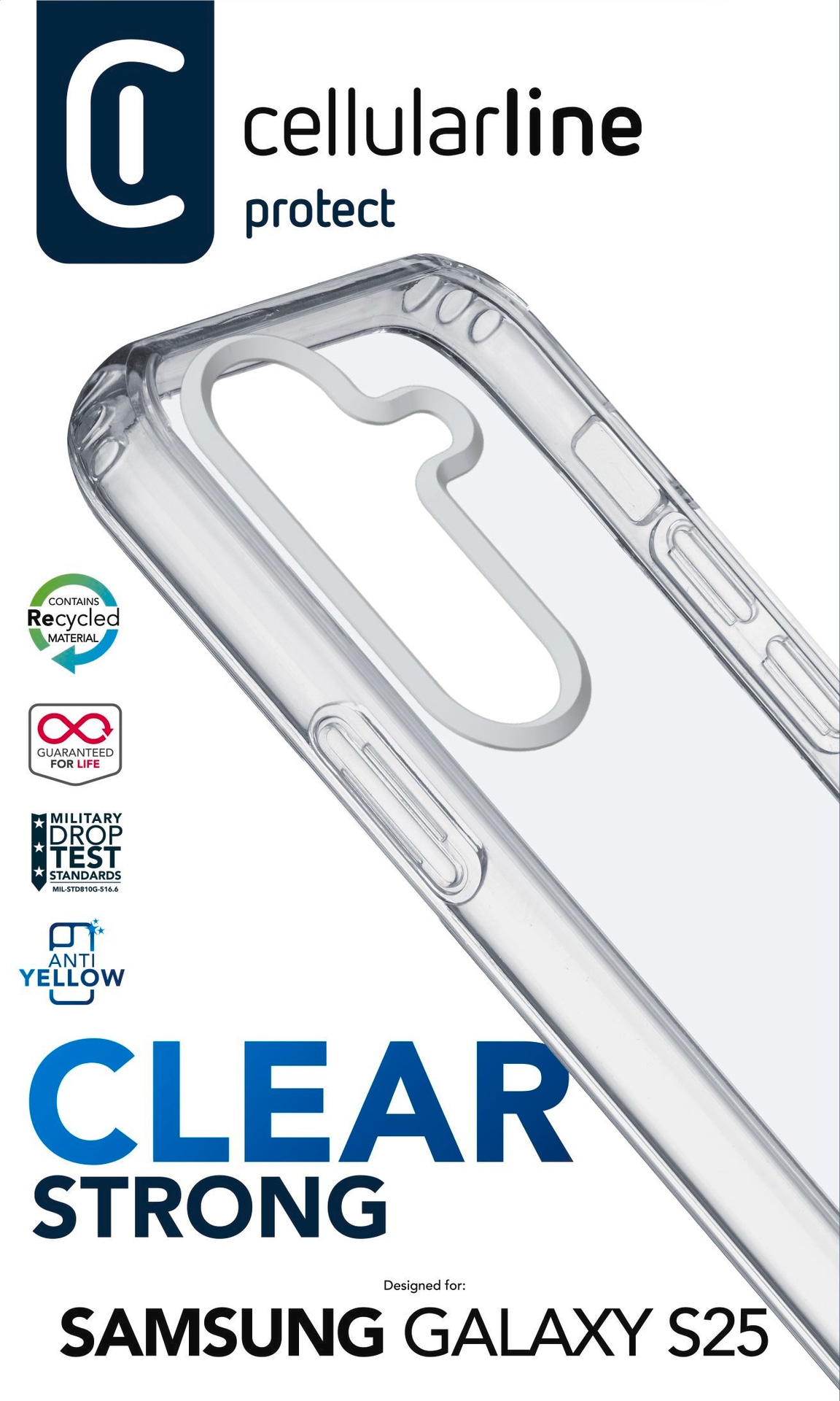 Cellularline Handyhülle »Clear Strong Case für Samsung Galaxy S25«, Backcover, Schutzhülle, Handyschutzhülle, Case, Schutzcase, stossfest
