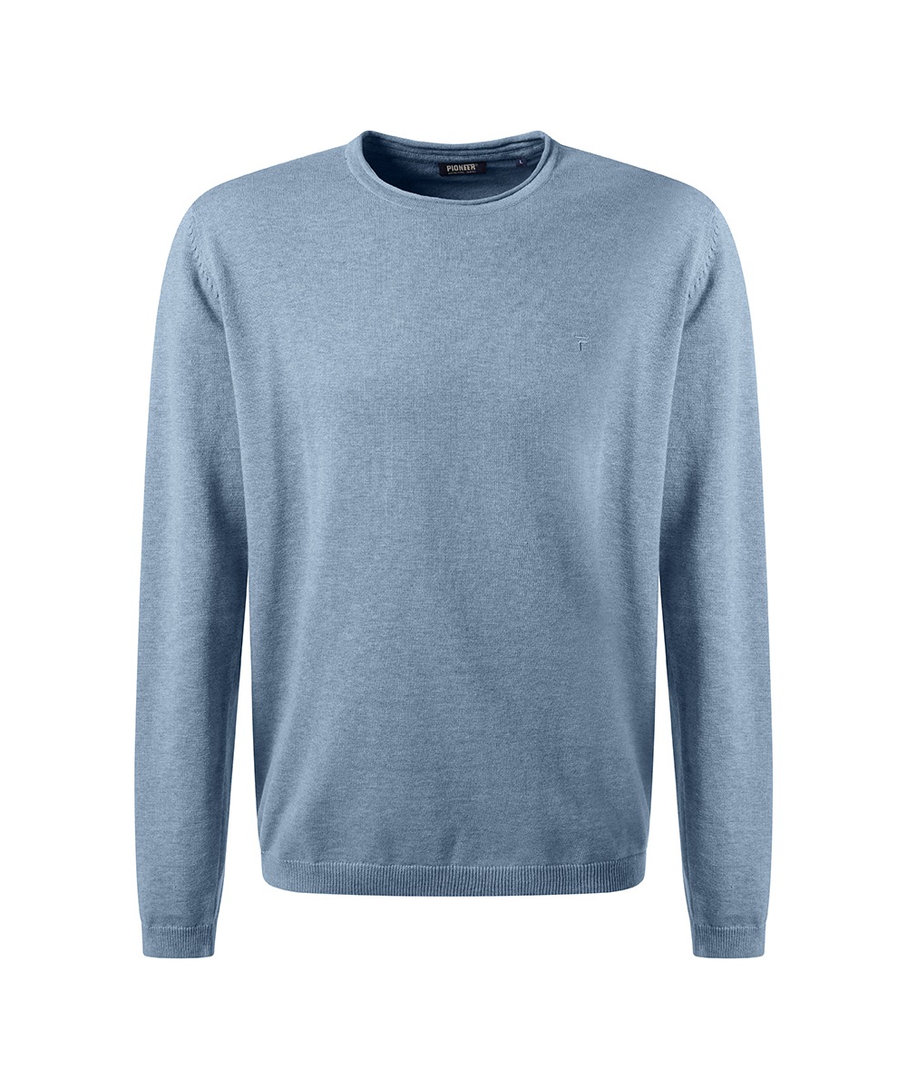 Pioneer Authentic Jeans Rundhalspullover, Ausschnitt mit Rollkante, Aussennähte