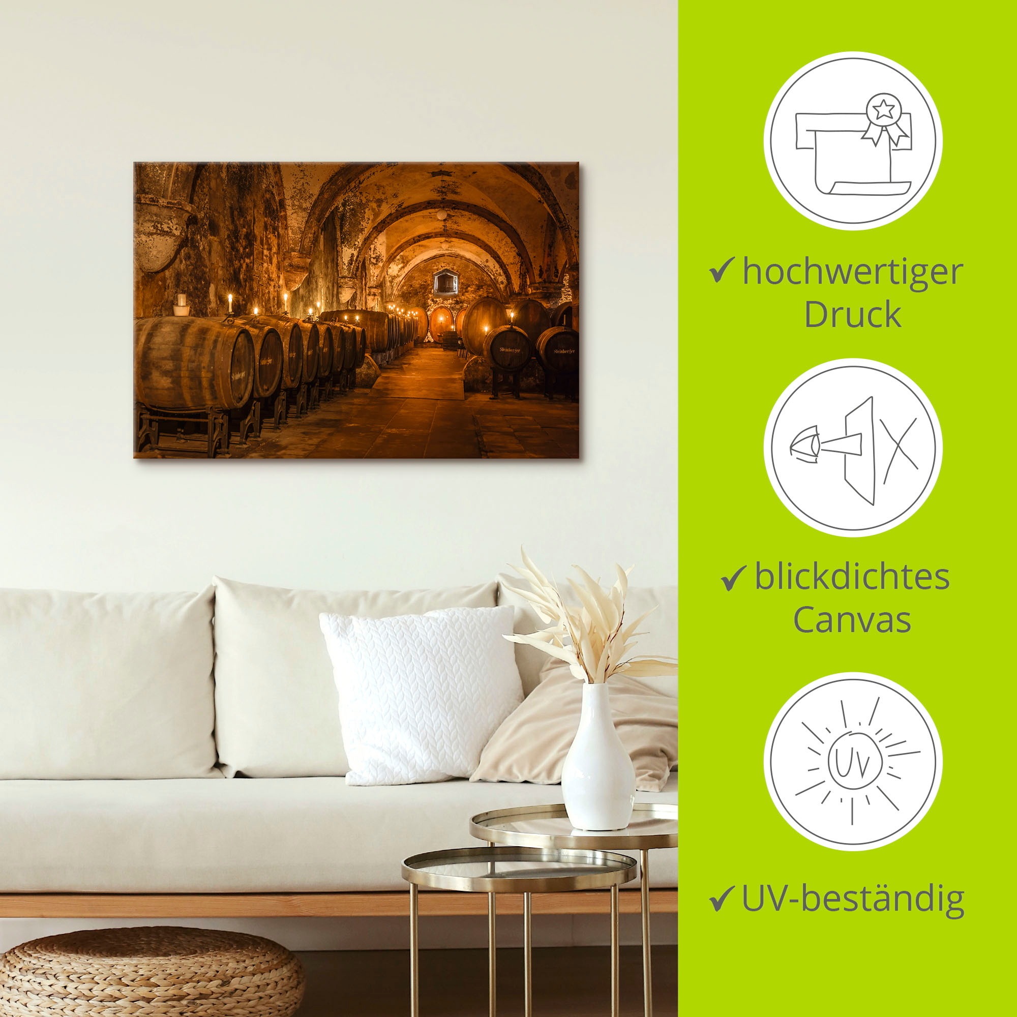 Artland Wandbild »Historischer Weinkeller Eberbach«, Wein Bilder, (1 St.), als Alubild, Outdoorbild, Leinwandbild, Poster in verschied. Grössen