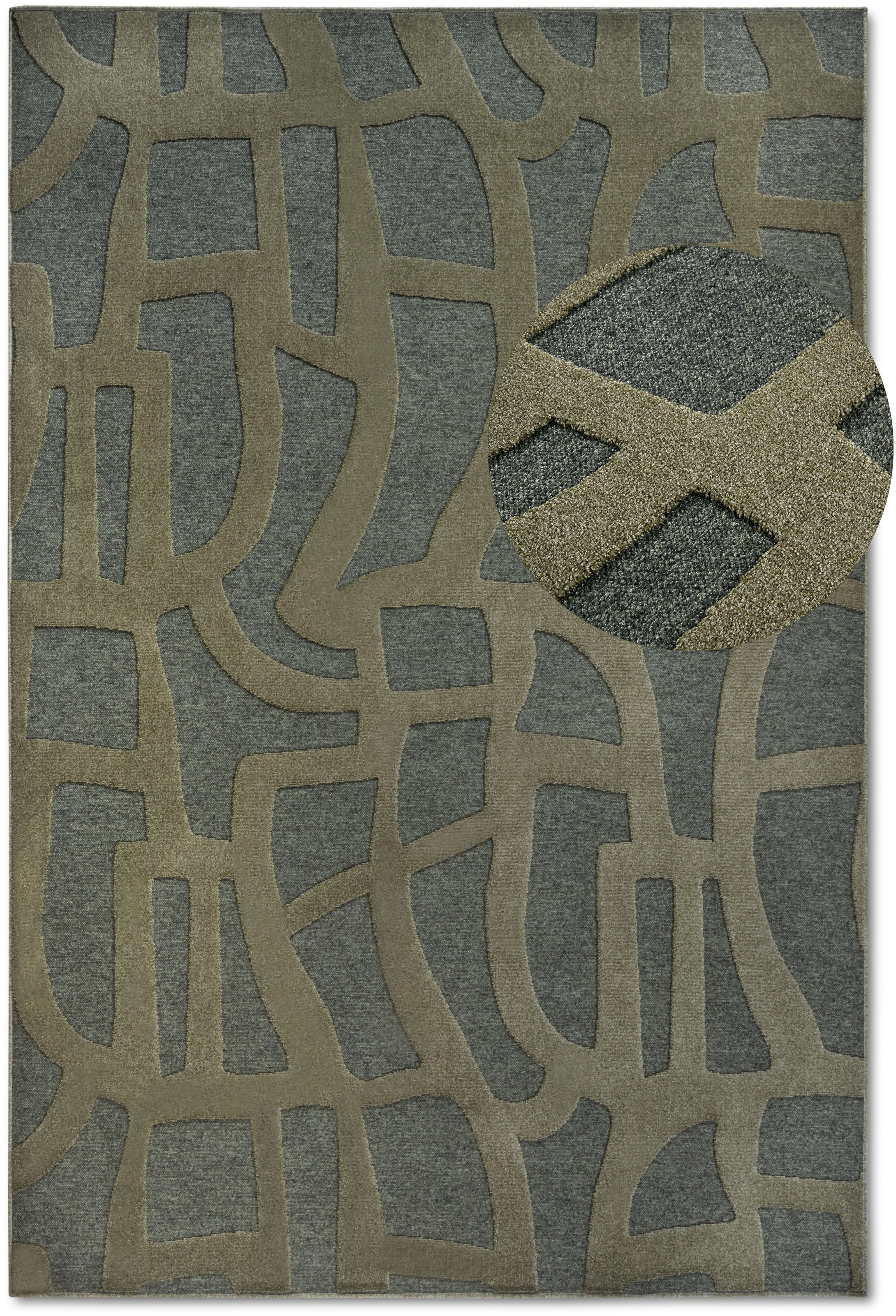 THE RUGS Villeroy & Boch 1879 Short Pile Rug Therese Polyester in Green | Size: 200cm x 290cm