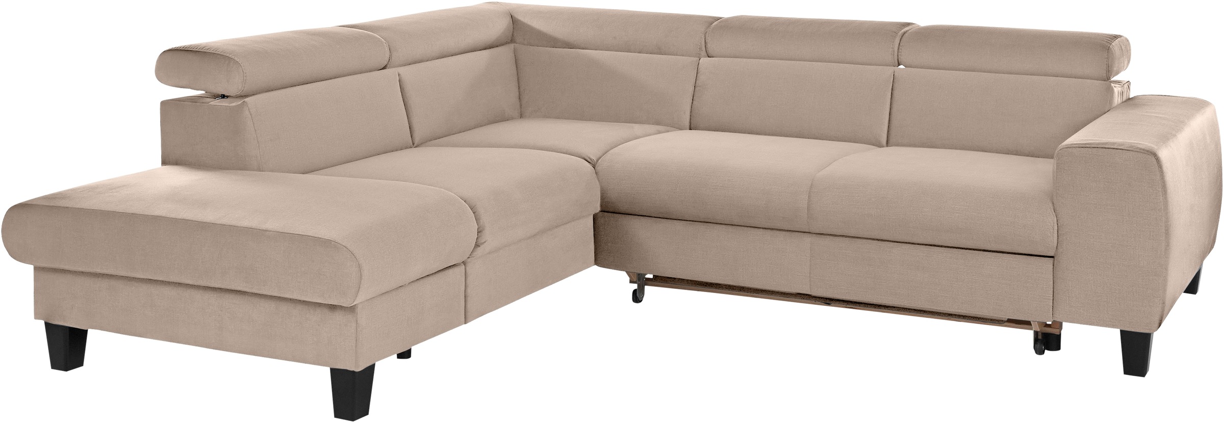 COTTA Ecksofa »Morven L-Form mit Kopfteilverstellung«, wahlweise mit Bettfunktion, Bettkasten & Wireless-Charger