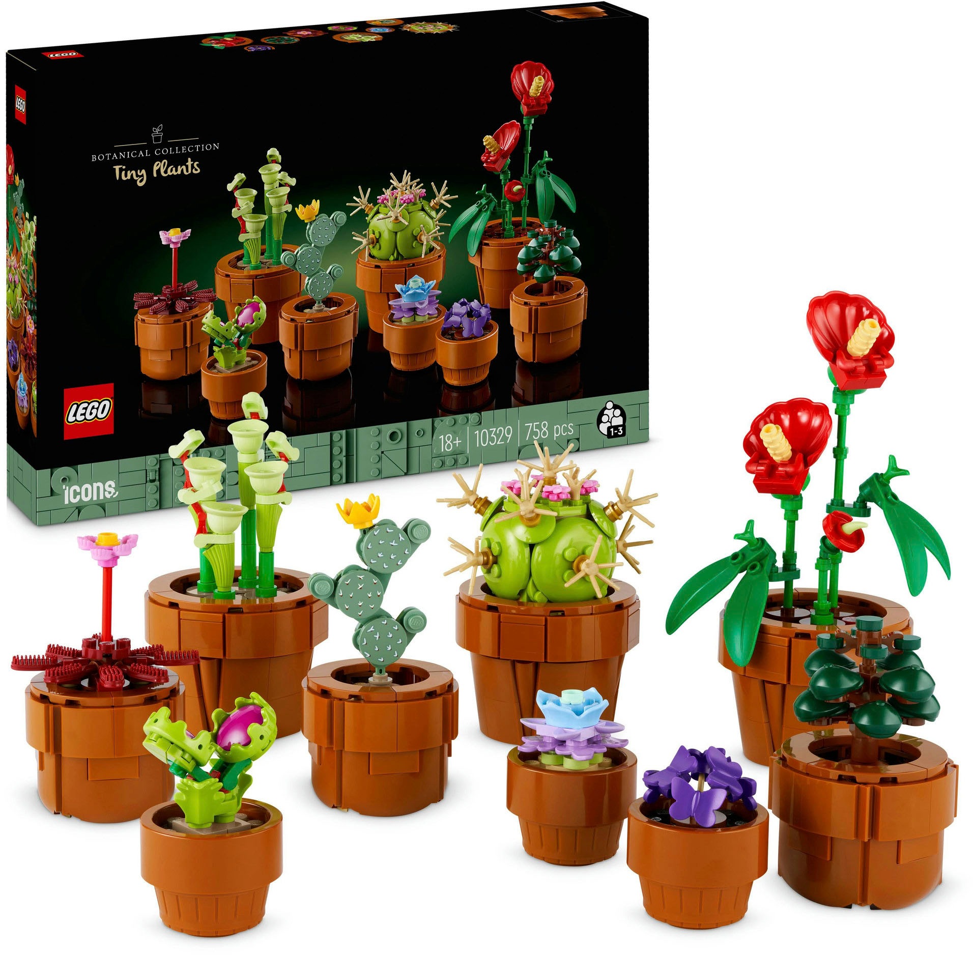 LEGO Konstruktionsspielsteine "Mini Pflanzen (10329), Lego Botanicals" Made in Europe