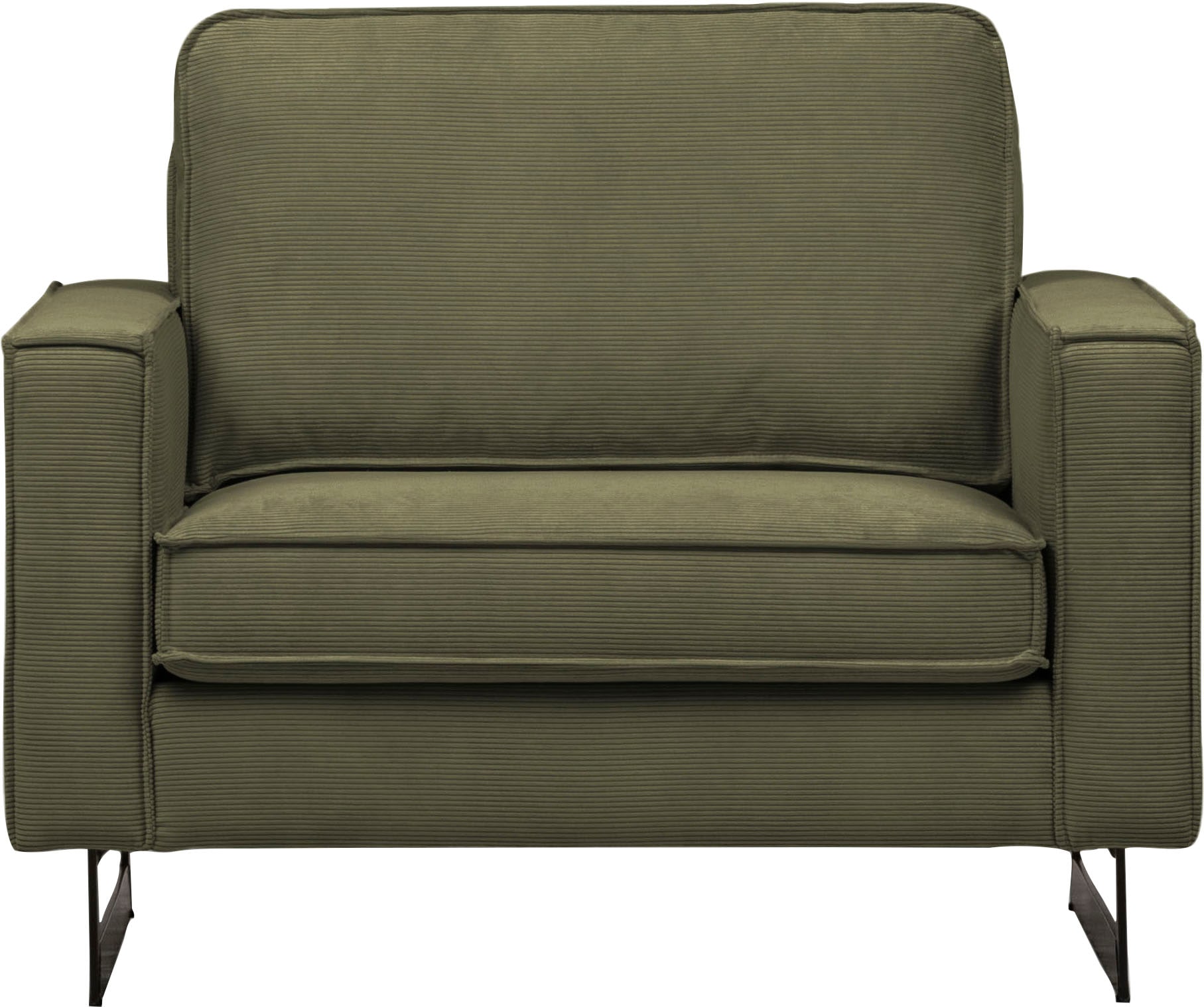 Places of Style Loveseat »Pinto 105 cm, Cord, Chenille, Lederoptik«, mit Keder, Metallfüssen und auch in Cord Bezug erhältlich