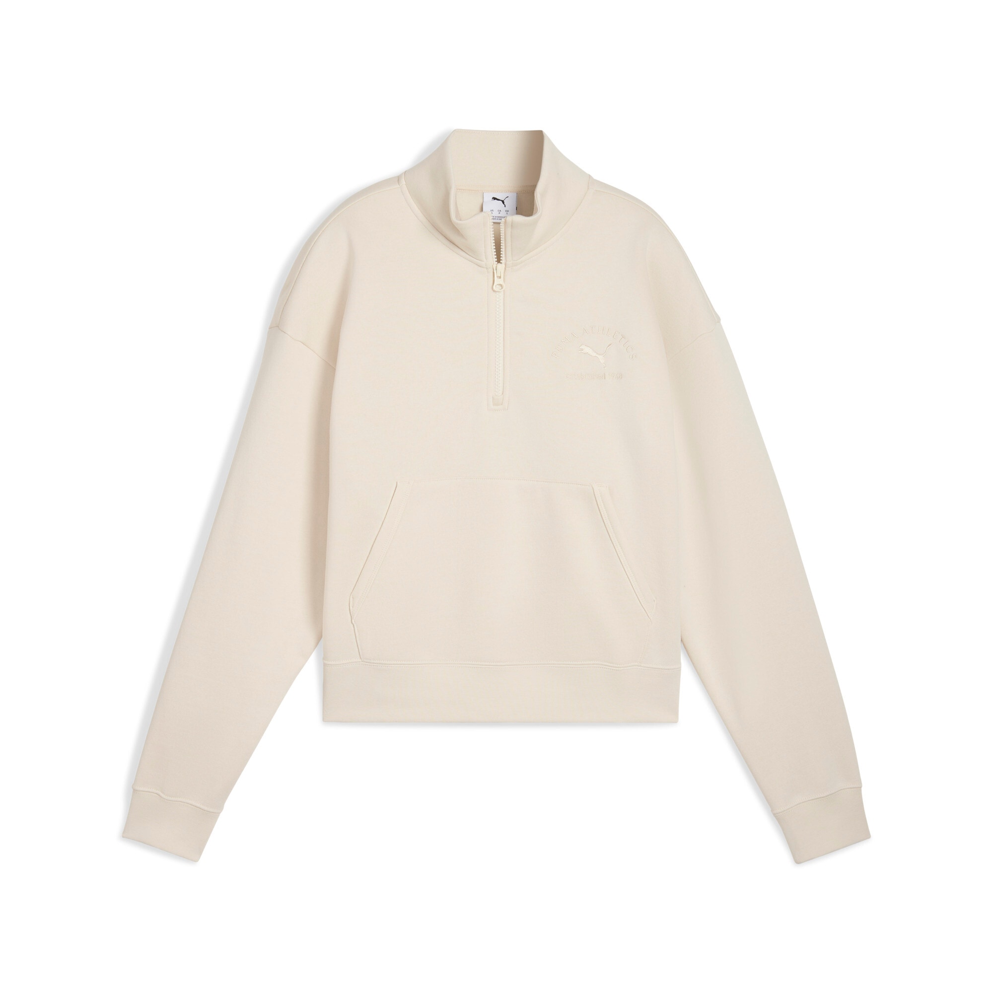 PUMA Langarmshirt »CLASS COMFORT HALF-ZIP SHORT CREW FL« mit Stehkragen, mit Reissverschluss, mit Kängurutasche