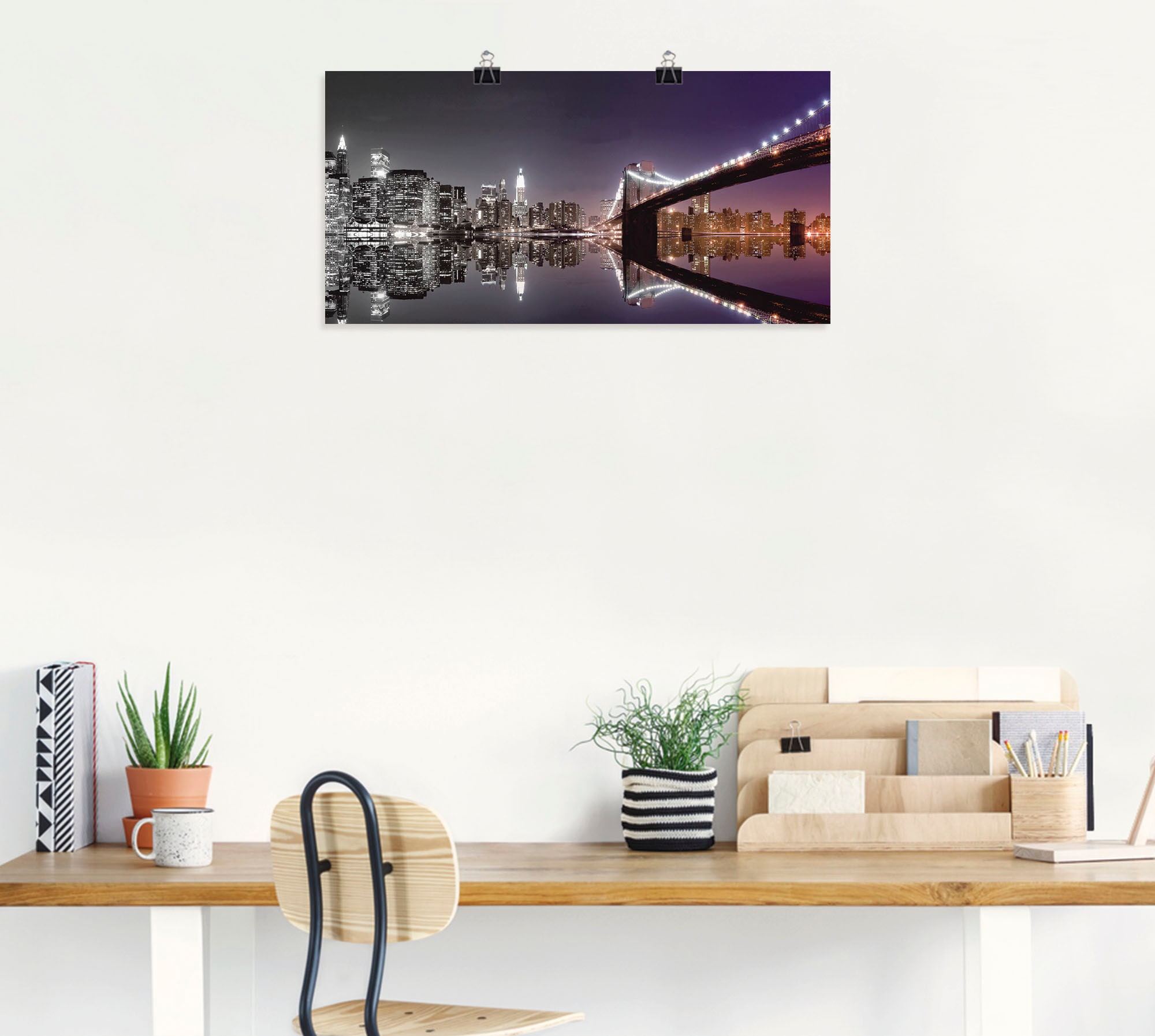 Artland Wandbild »New York Skyline nächtliche Reflektion«, Amerika, (1 St.), als Leinwandbild, Poster, Wandaufkleber in verschied. Grössen