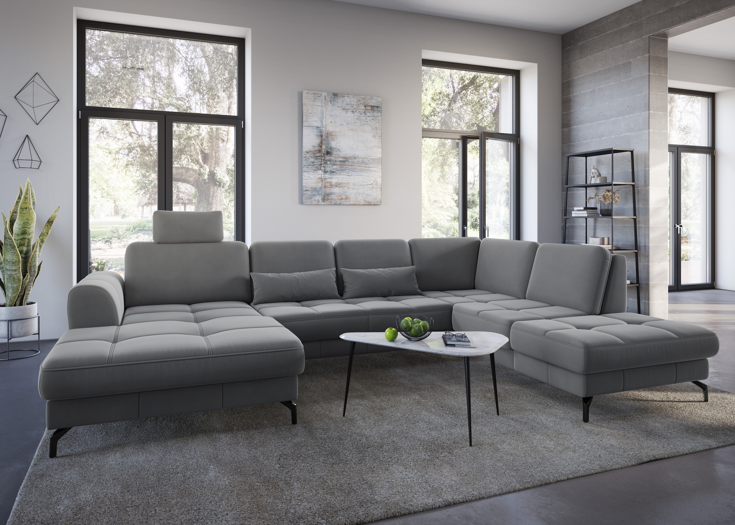 sit&more Wohnlandschaft »Bendigo U-Form«, inklusive Sitztiefenverstellung, Bodenfreiheit 12 cm, in 2 Fussfarben