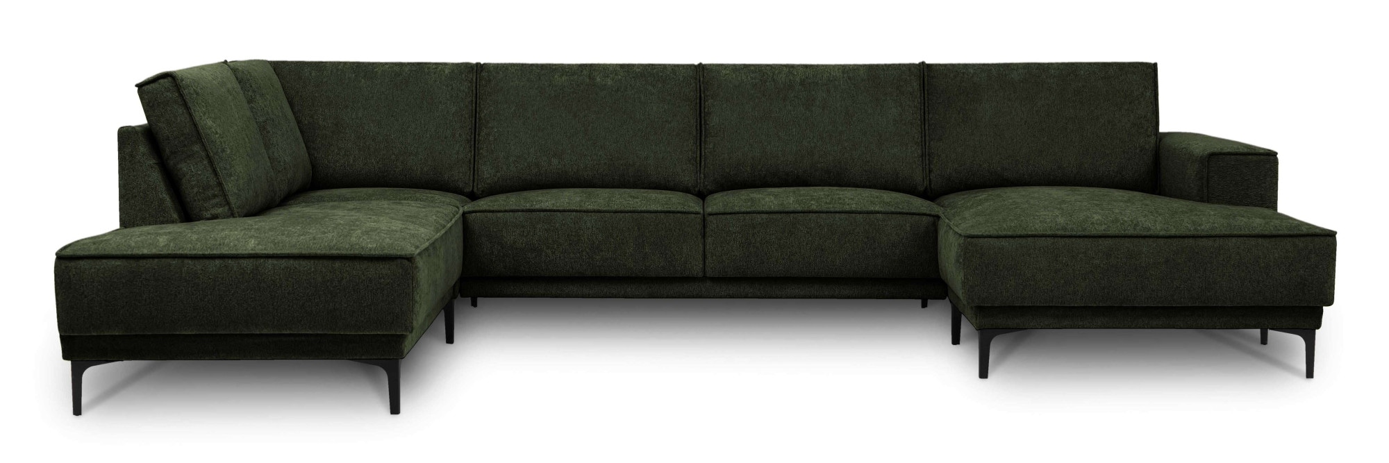 Places of Style Wohnlandschaft »XXL Sofa Oland, Struktur, Flachgewebe, Luxus-Microfaser, Boucle«, U-Form, 345 cm, Wellenunterfederung, Skandi-Design, Metallfüsse