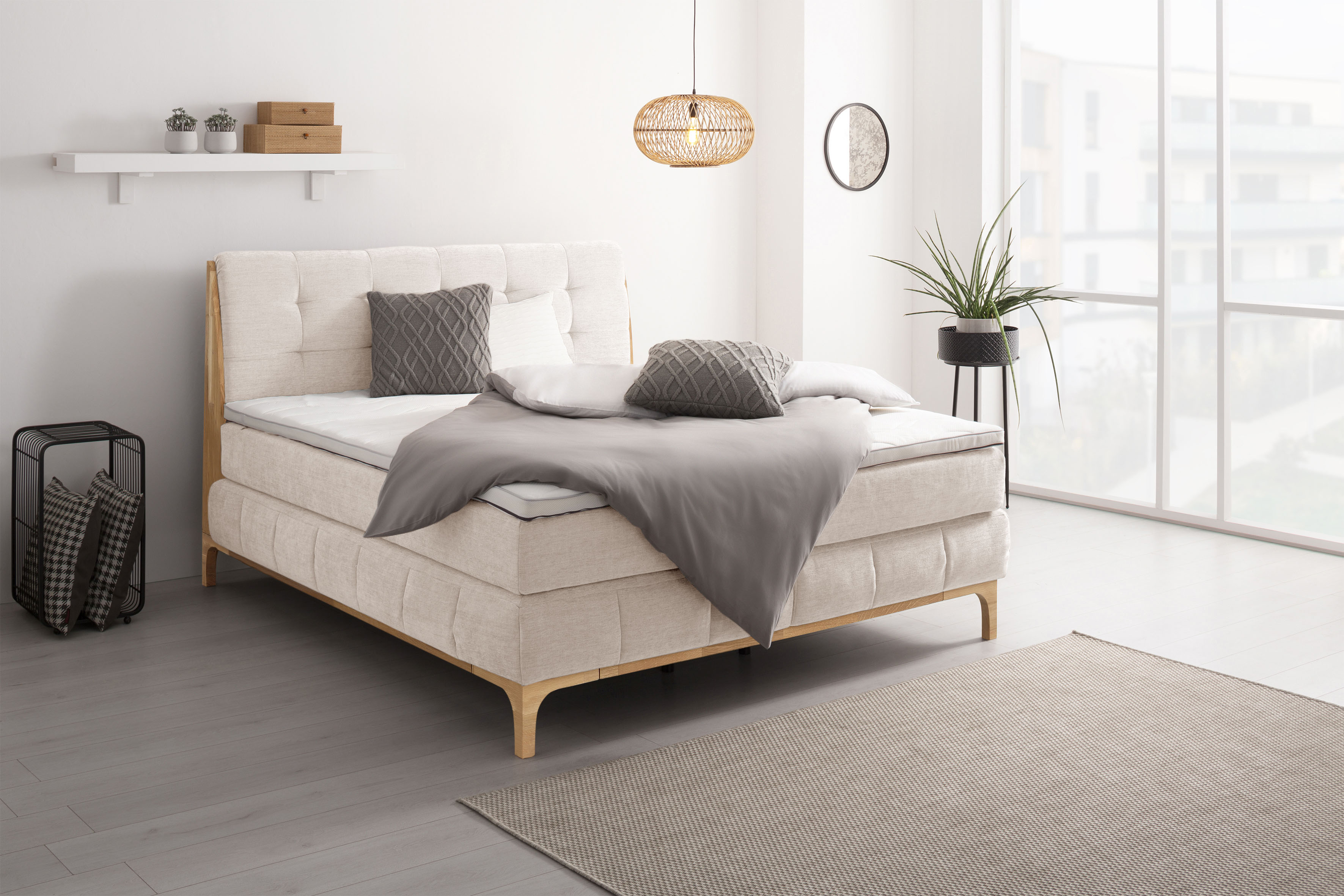 GOODproduct Boxspringbett "Jelle" 5 Stk. tlg. zertifizierte, recycelte Bezugsstoffe, verschiedene Ausführungen